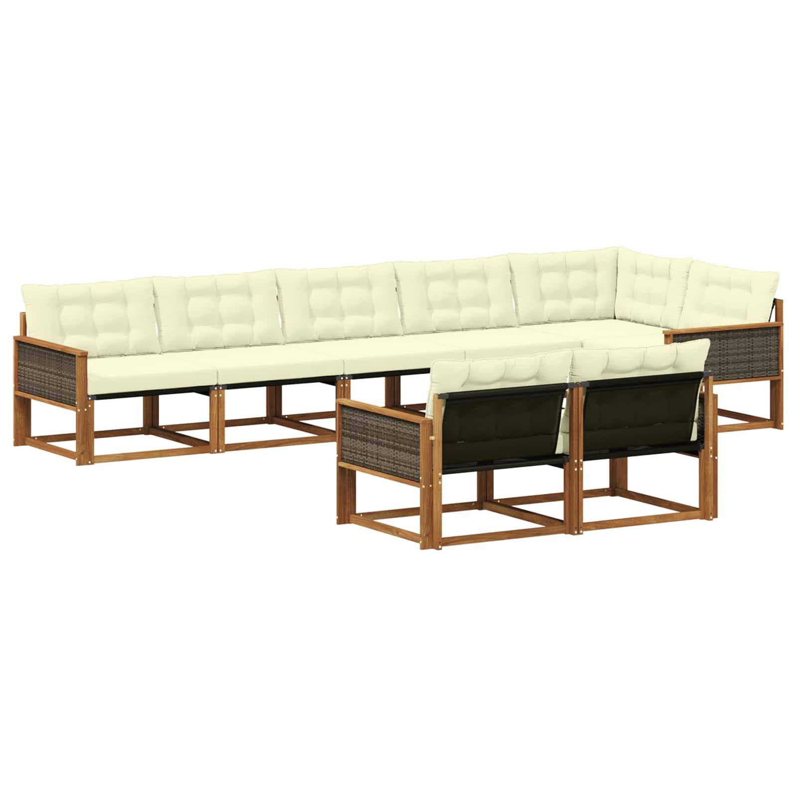vidaXL Outdoor-Sofagarnitur mit Kissen 8 pcs Natur und Creme