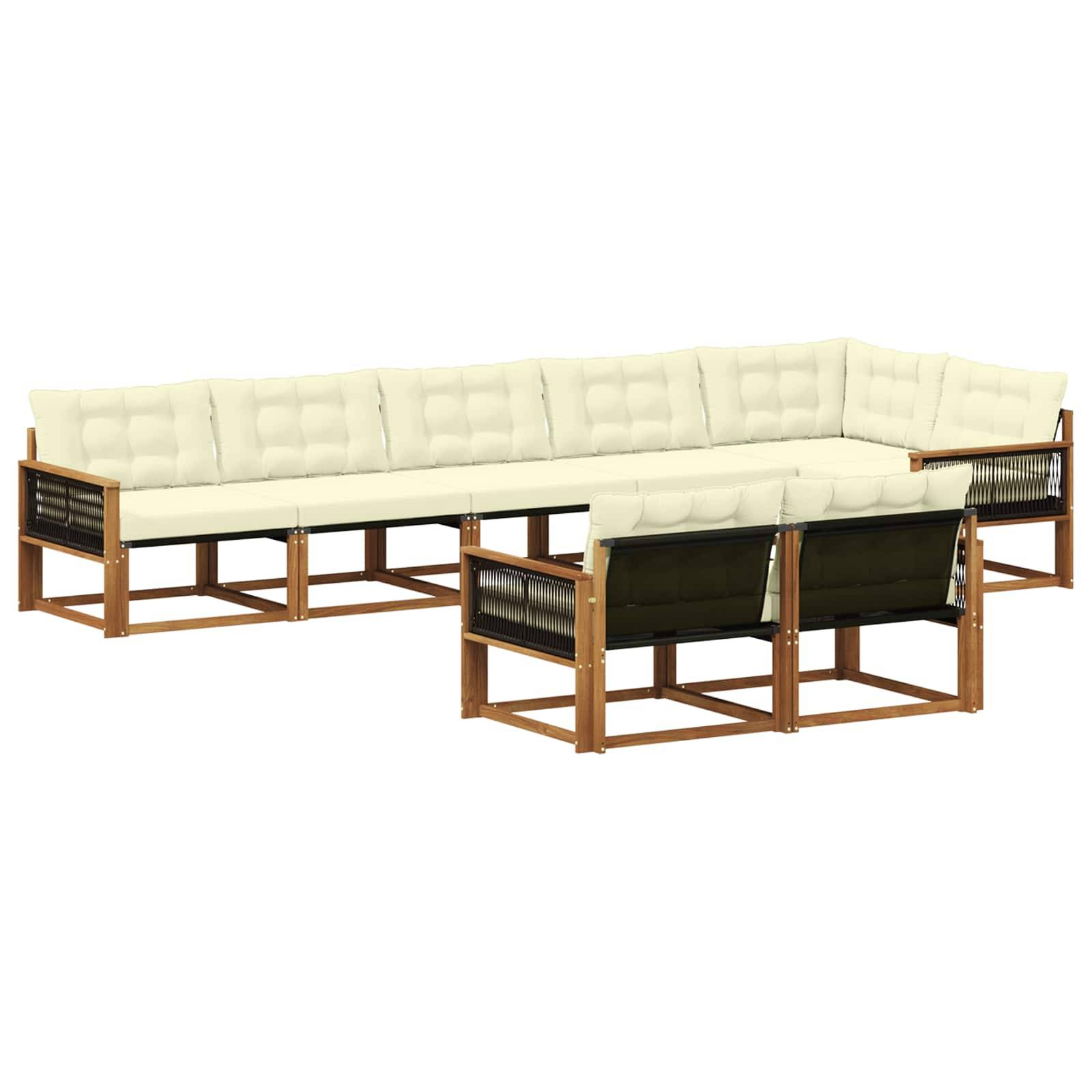 vidaXL Outdoor-Sofagarnitur mit Kissen 8 pcs Natur und Creme