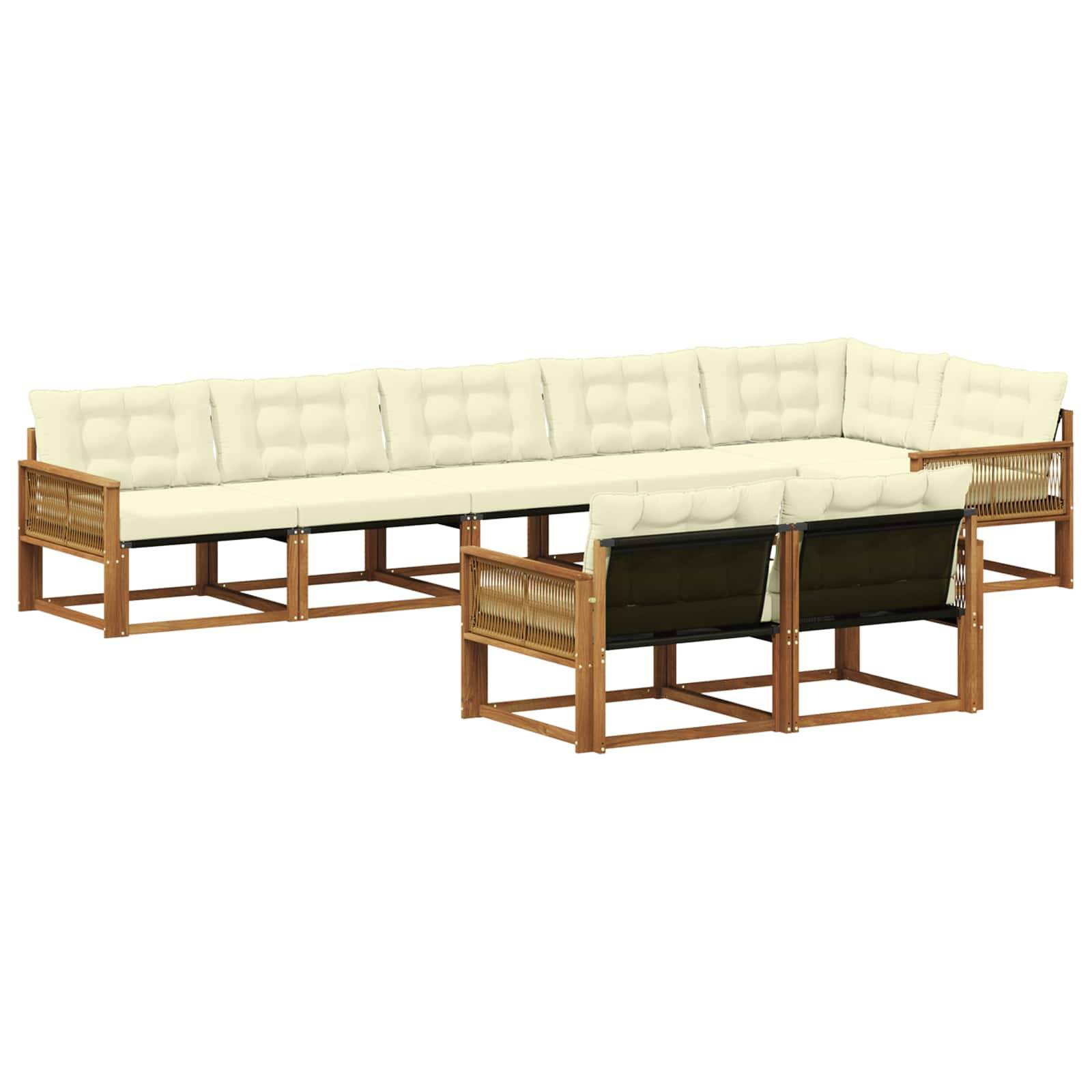 vidaXL Outdoor-Sofagarnitur mit Kissen 8 pcs Natur und Creme