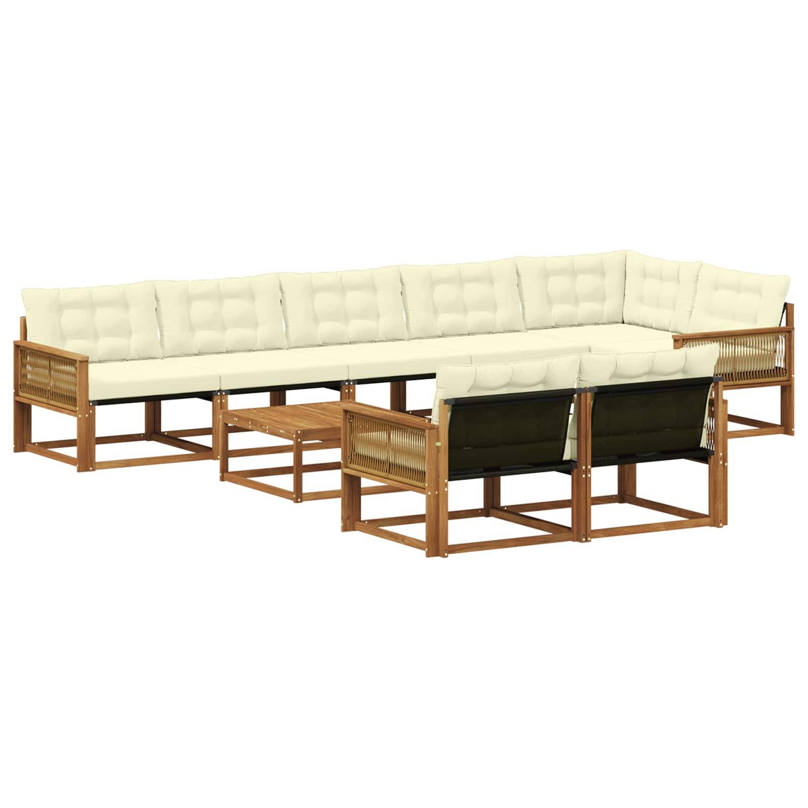 vidaXL Outdoor-Sofagarnitur mit Kissen 9 pcs Natur und Creme