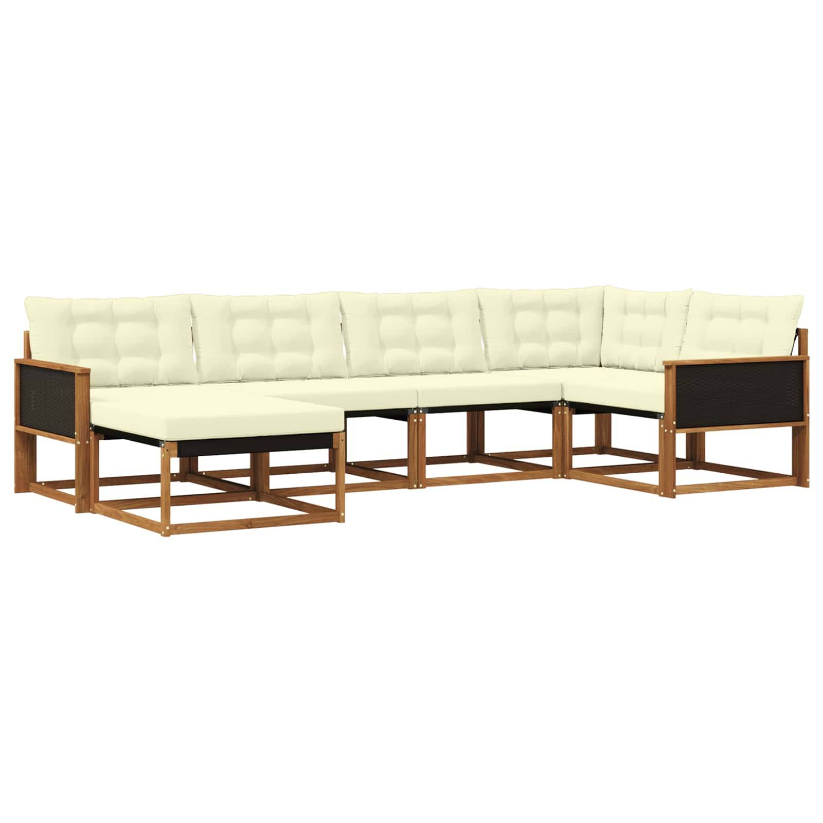 vidaXL Outdoor-Sofagarnitur mit Kissen 6 pcs Natur und Creme