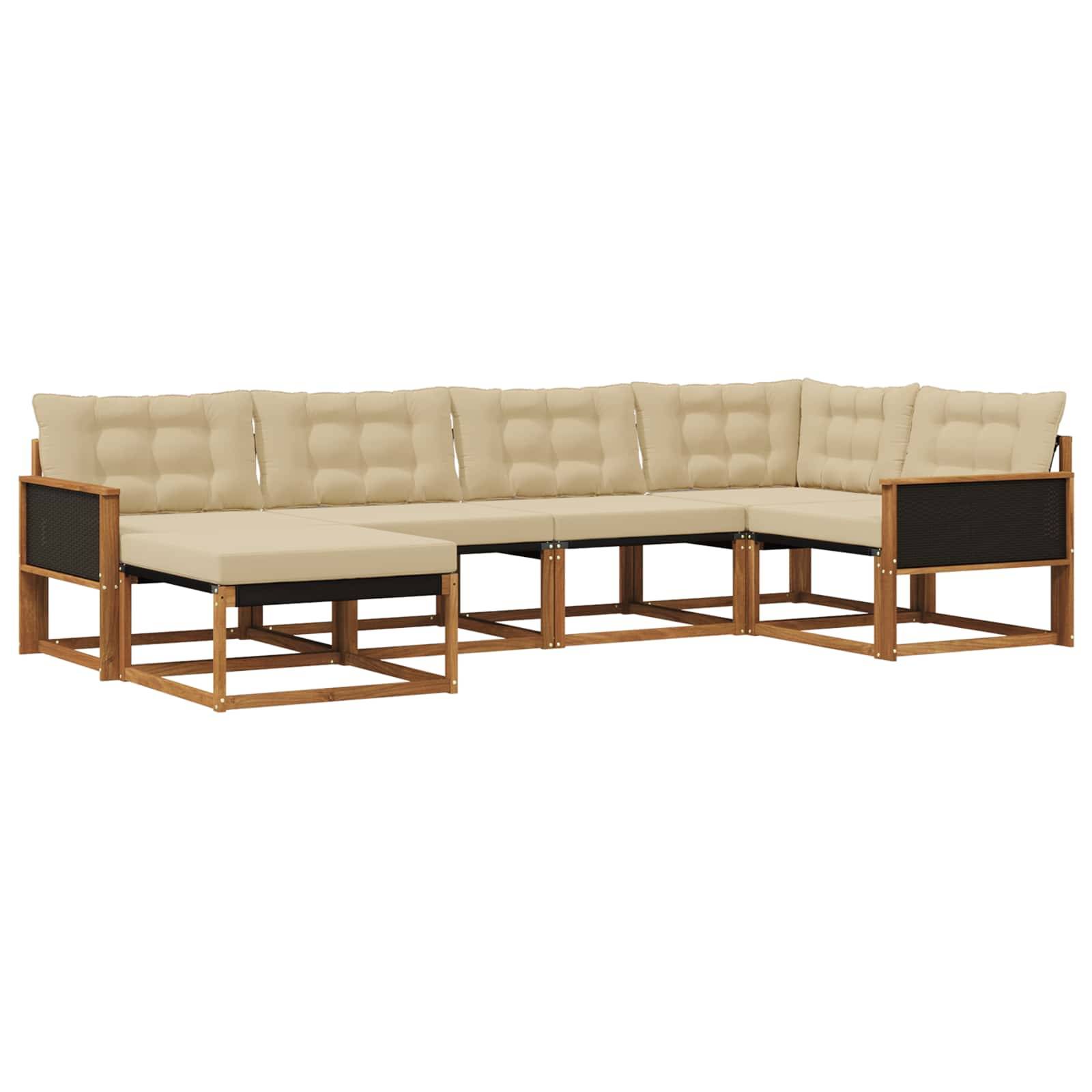 vidaXL Outdoor-Sofagarnitur mit Kissen 6 pcs Natur und Beige