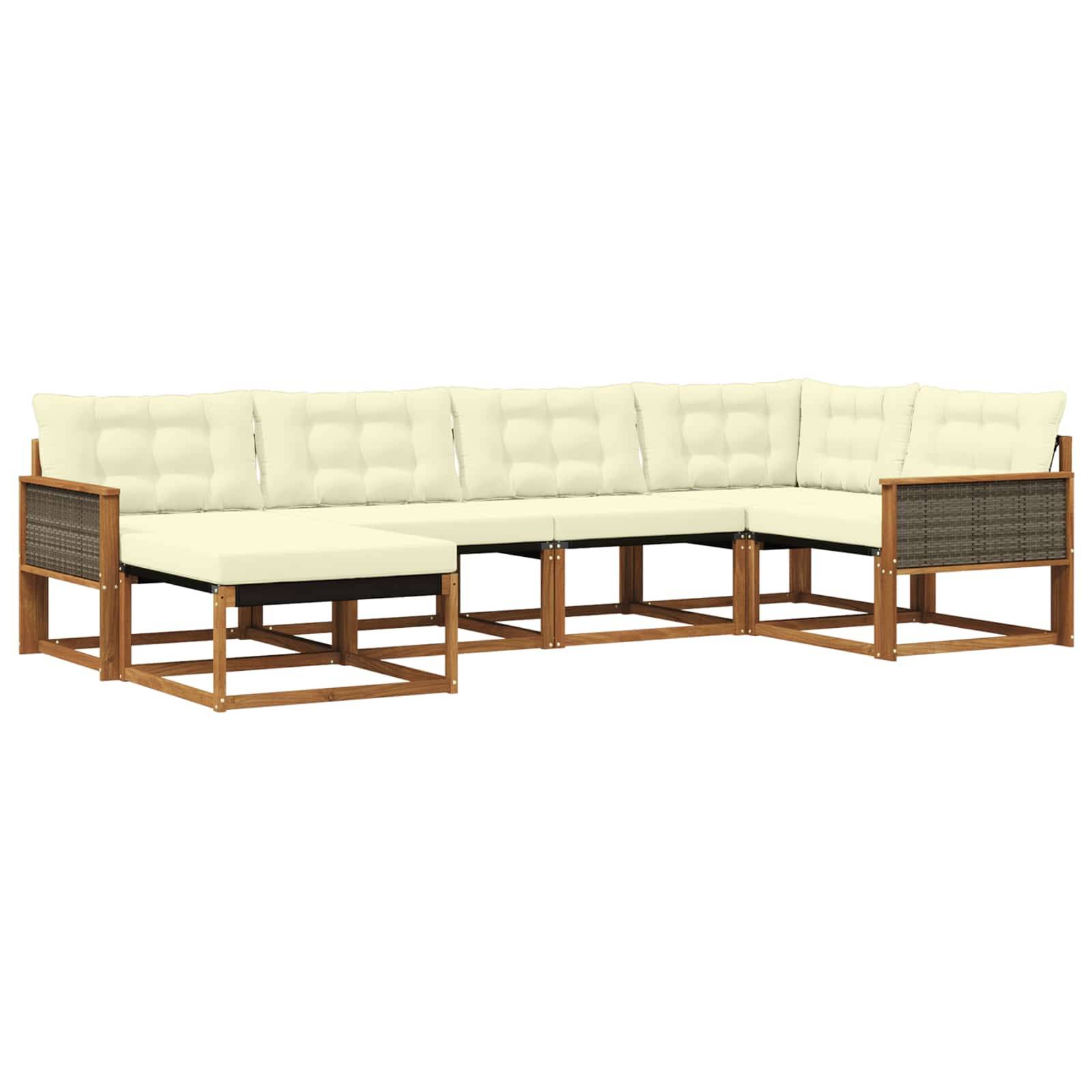 vidaXL Outdoor-Sofagarnitur mit Kissen 6 pcs Natur und Creme
