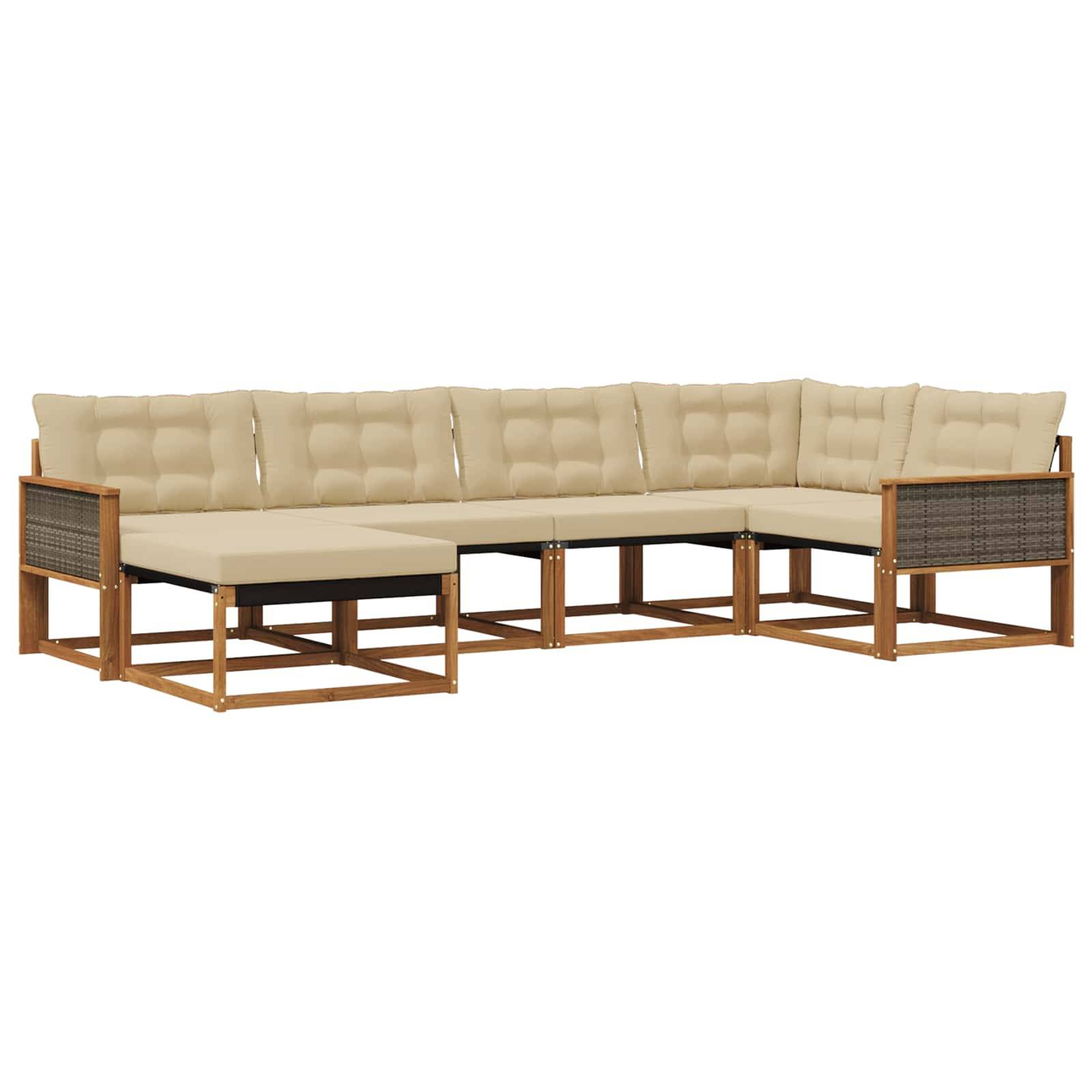 vidaXL Outdoor-Sofagarnitur mit Kissen 6 pcs Natur und Beige
