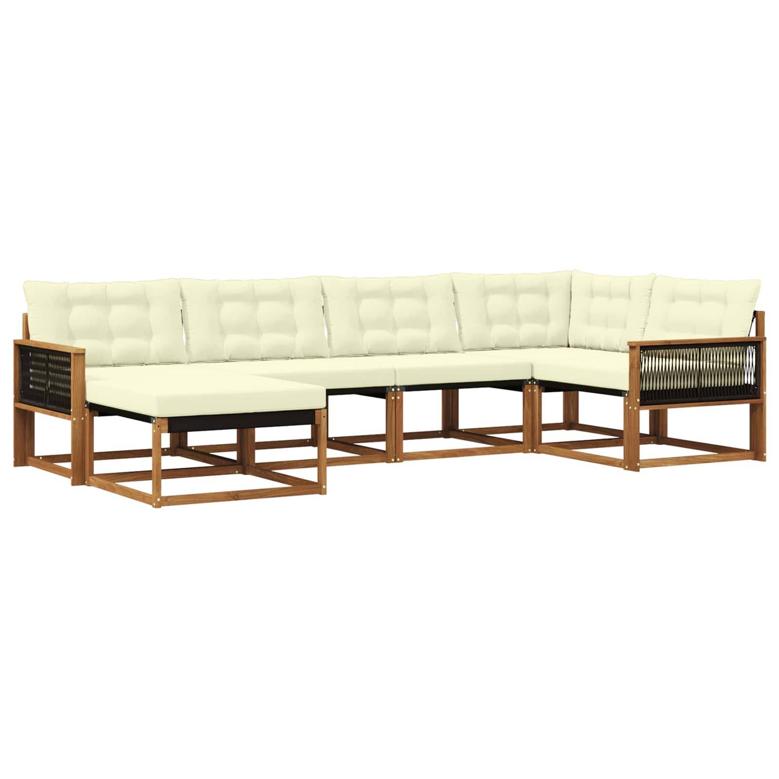 vidaXL Outdoor-Sofagarnitur mit Kissen 6 pcs Natur und Creme