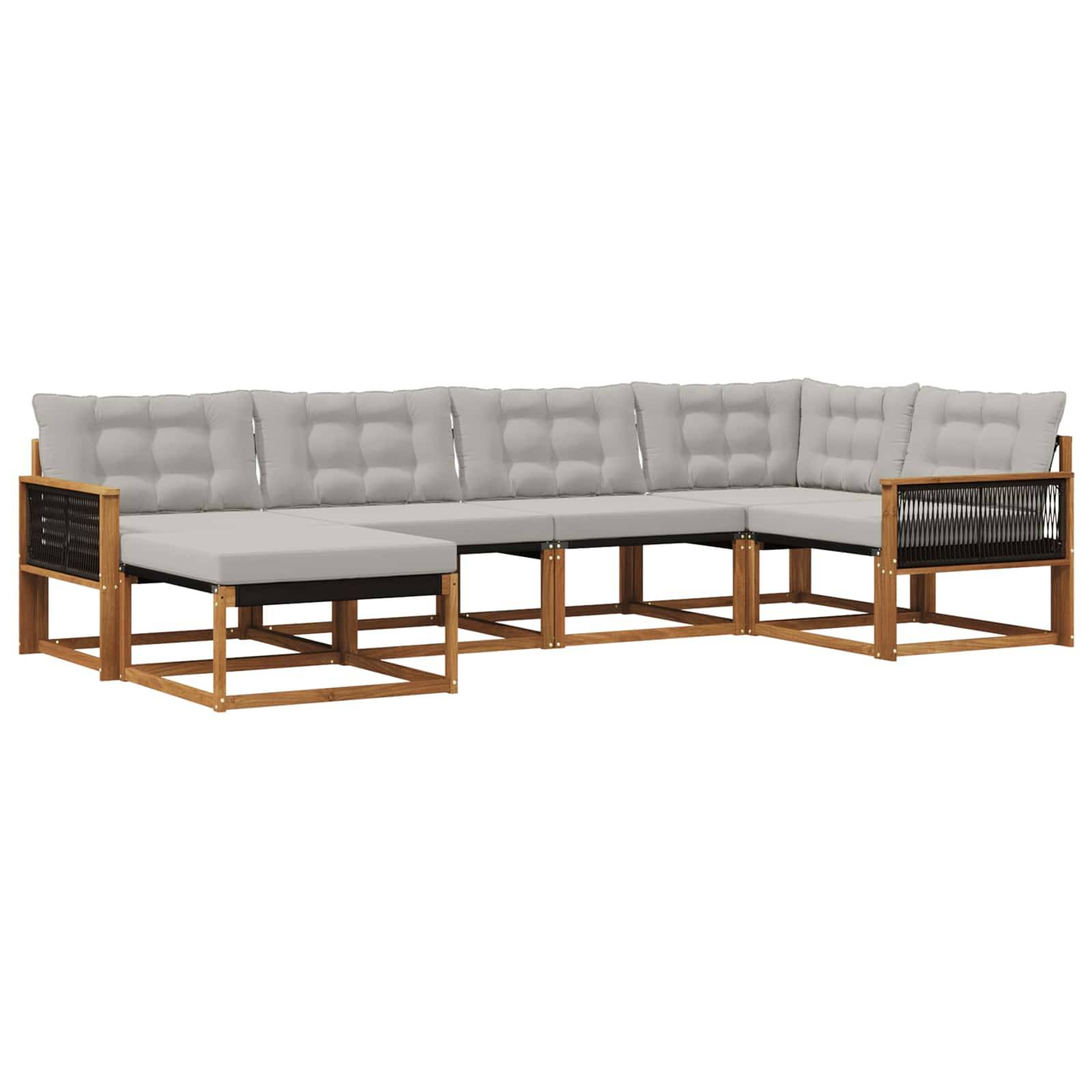 vidaXL Outdoor-Sofagarnitur mit Kissen 6 pcs Natürlich und Hellgrau