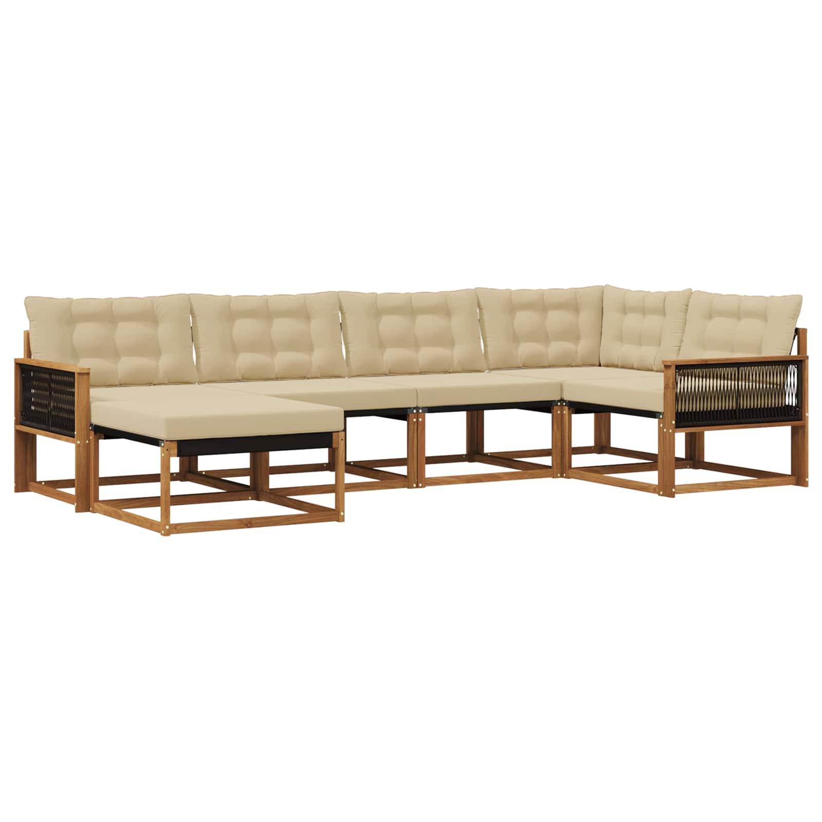 vidaXL Outdoor-Sofagarnitur mit Kissen 6 pcs Natur und Beige