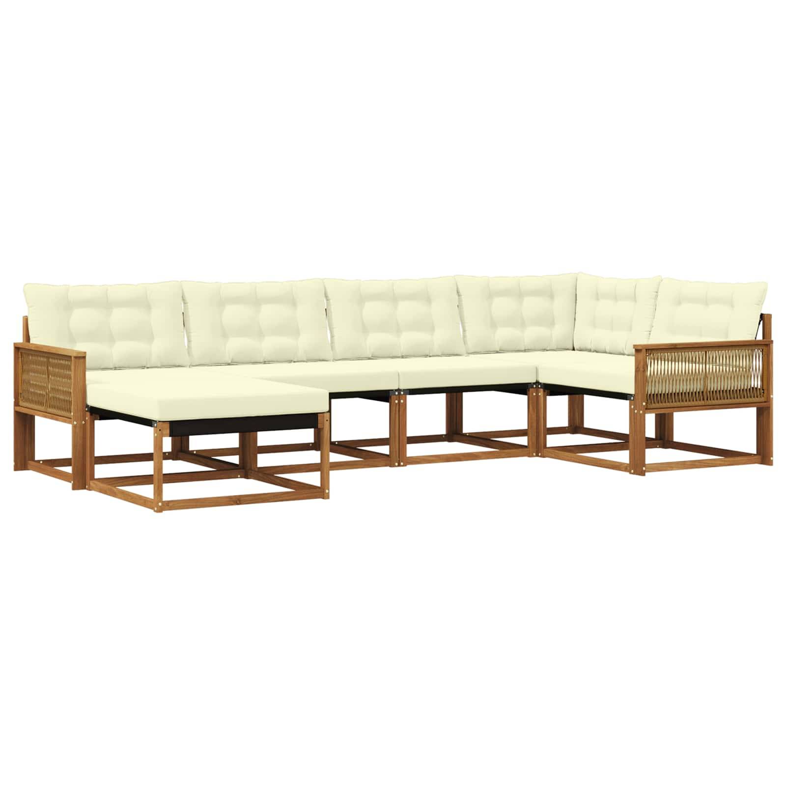 vidaXL Outdoor-Sofagarnitur mit Kissen 6 pcs Natur und Creme