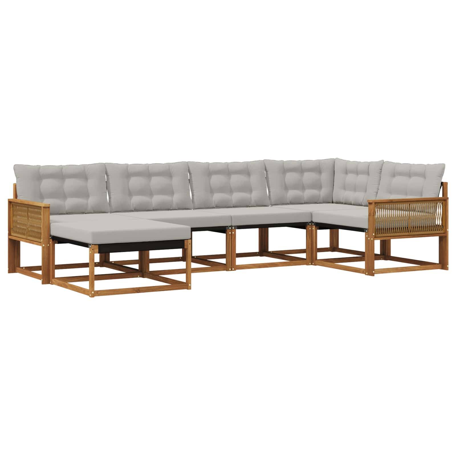 vidaXL Outdoor-Sofagarnitur mit Kissen 6 pcs Natürlich und Hellgrau