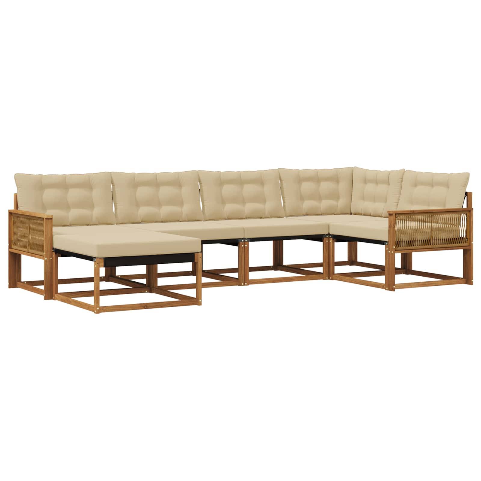 vidaXL Outdoor-Sofagarnitur mit Kissen 6 pcs Natur und Beige