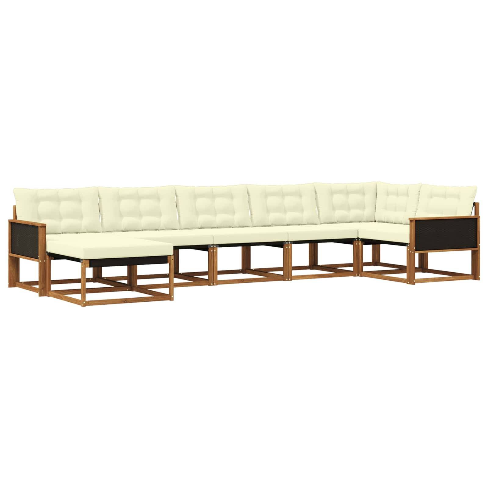 vidaXL Outdoor-Sofagarnitur mit Kissen 7 pcs Natur und Creme
