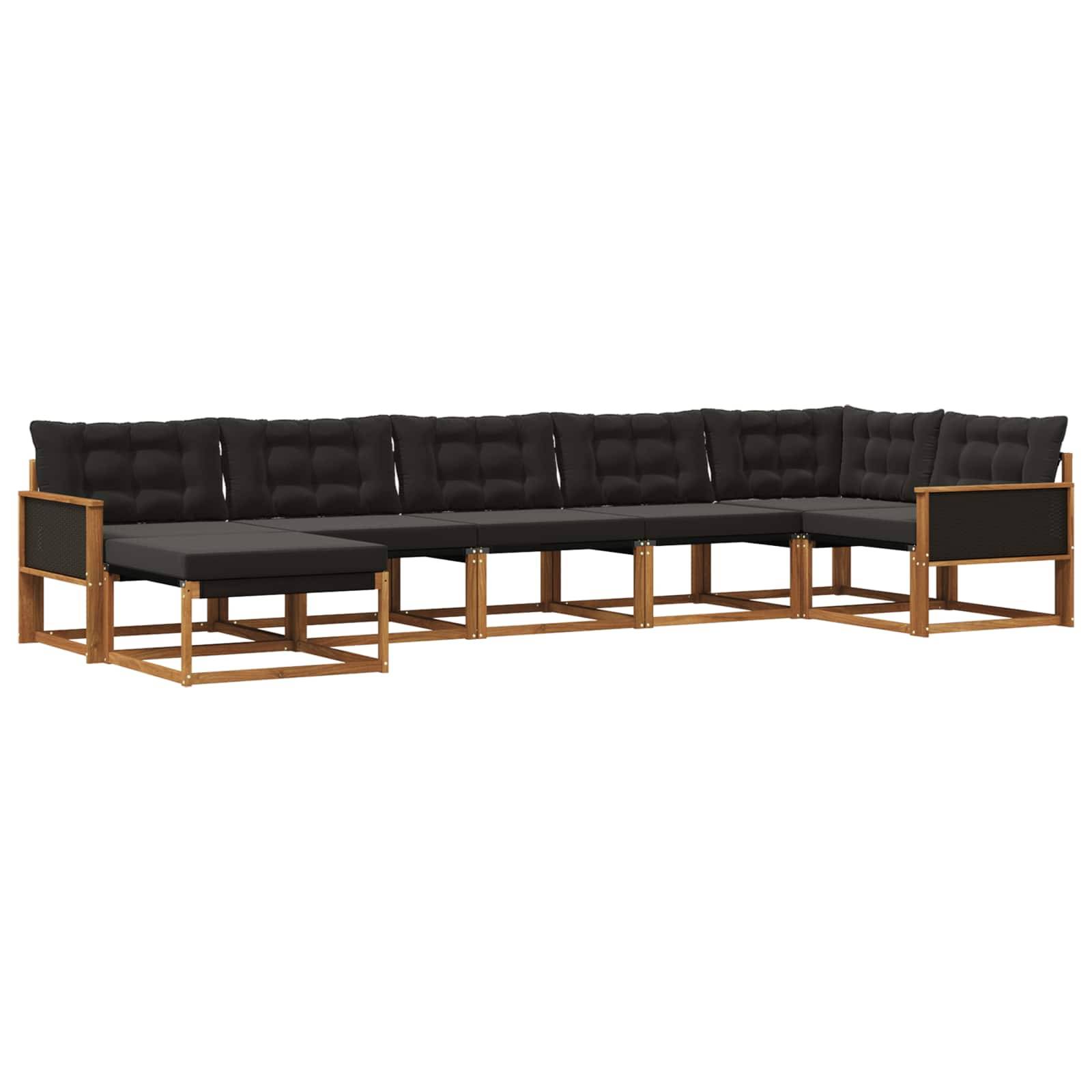 vidaXL Outdoor-Sofagarnitur mit Kissen 7 pcs Natürlich und Schwarz