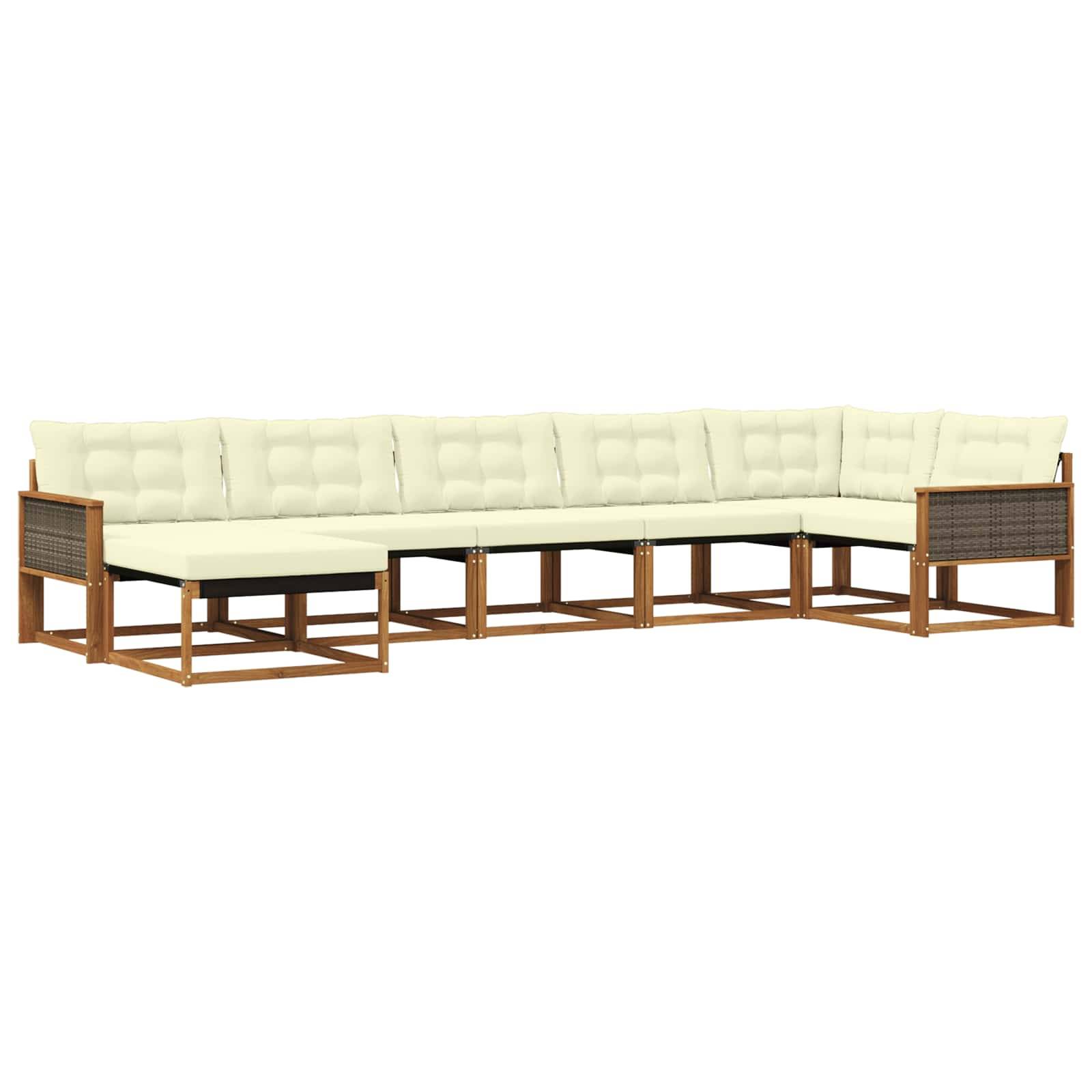vidaXL Outdoor-Sofagarnitur mit Kissen 7 pcs Natur und Creme