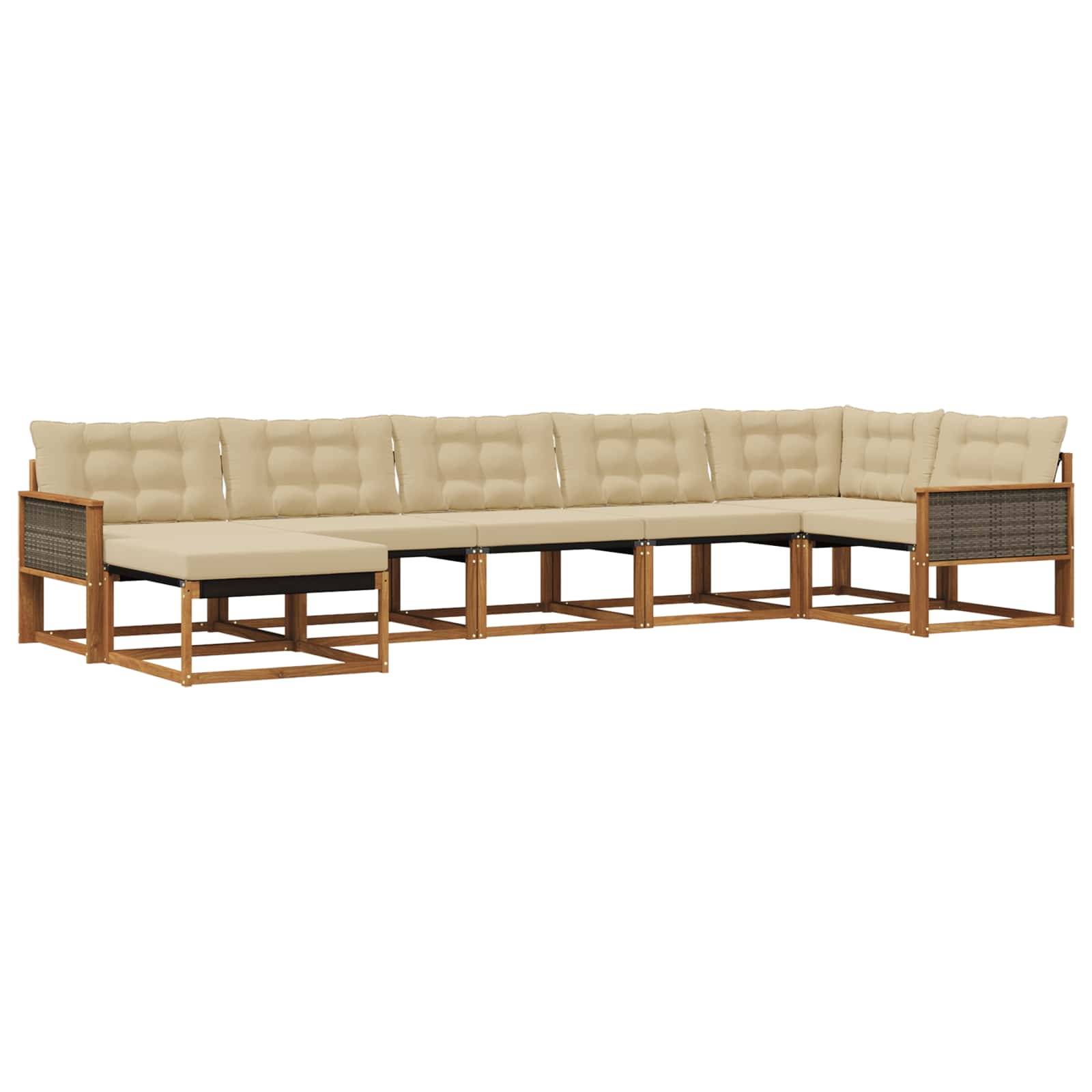 vidaXL Outdoor-Sofagarnitur mit Kissen 7 pcs Natur und Beige
