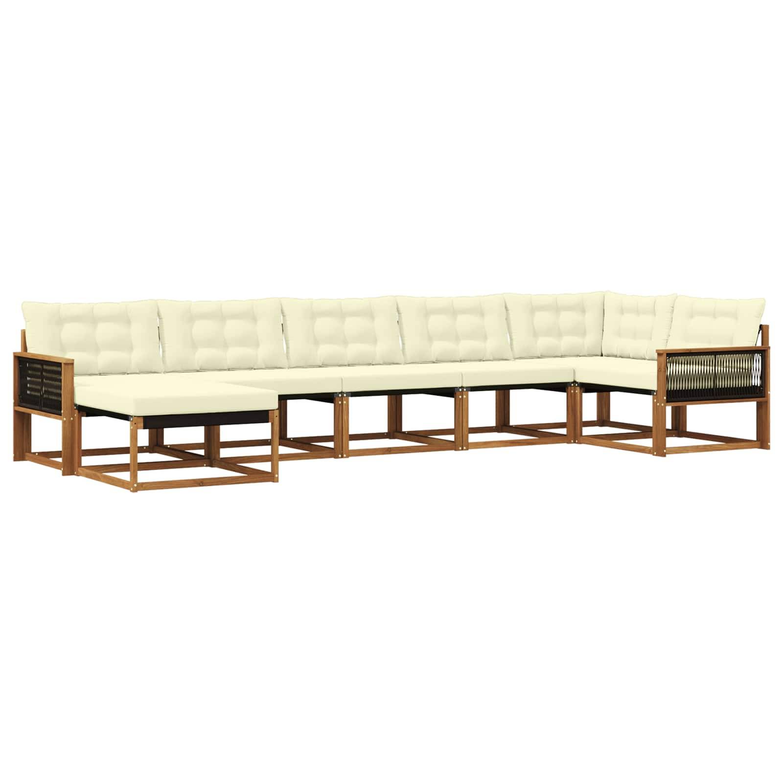 vidaXL Outdoor-Sofagarnitur mit Kissen 7 pcs Natur und Creme