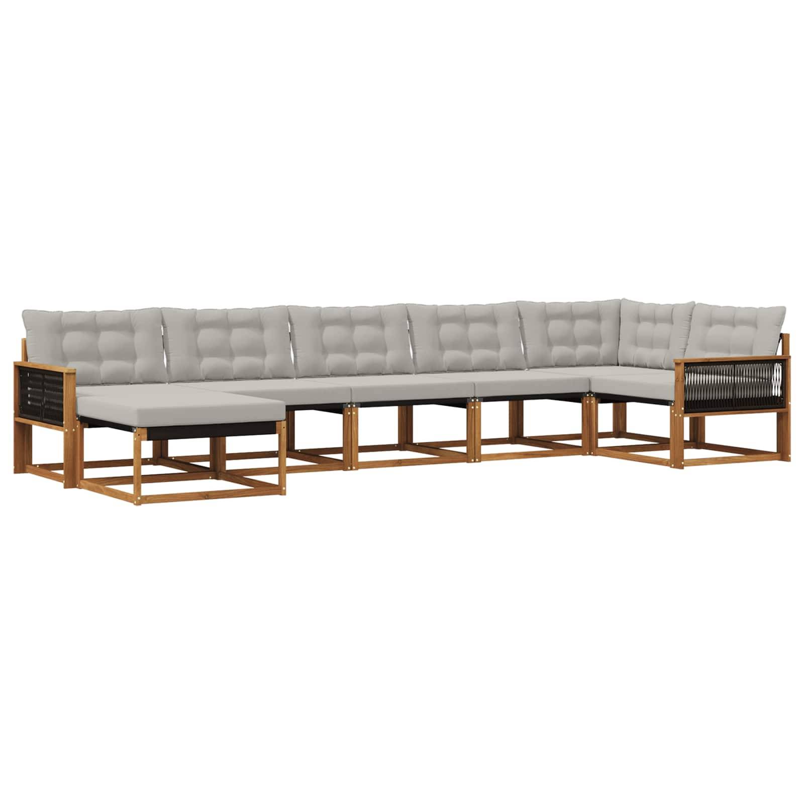 vidaXL Outdoor-Sofagarnitur mit Kissen 7 pcs Natürlich und Hellgrau