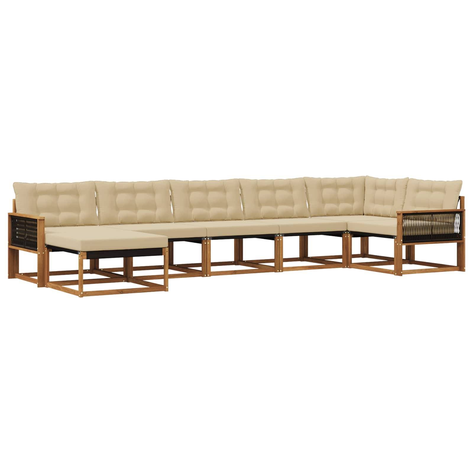 vidaXL Outdoor-Sofagarnitur mit Kissen 7 pcs Natur und Beige