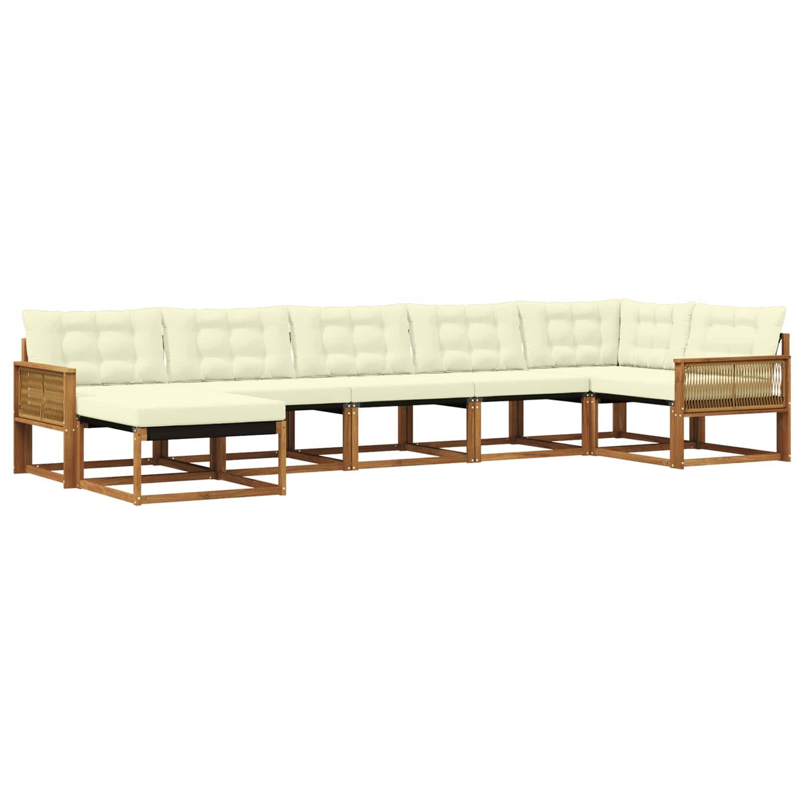 vidaXL Outdoor-Sofagarnitur mit Kissen 7 pcs Natur und Creme