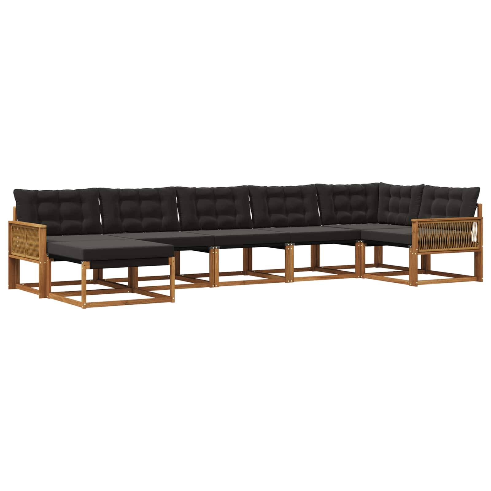 vidaXL Outdoor-Sofagarnitur mit Kissen 7 pcs Natürlich und Schwarz