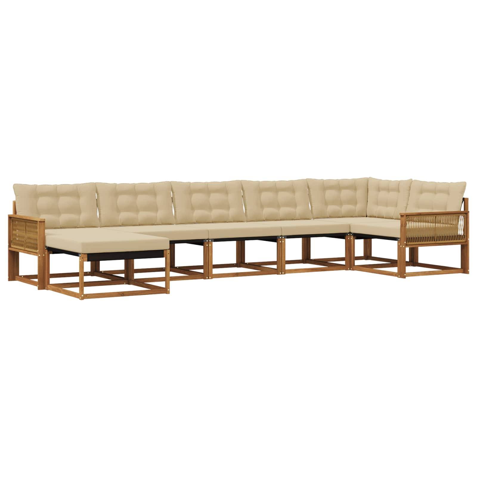 vidaXL Outdoor-Sofagarnitur mit Kissen 7 pcs Natur und Beige