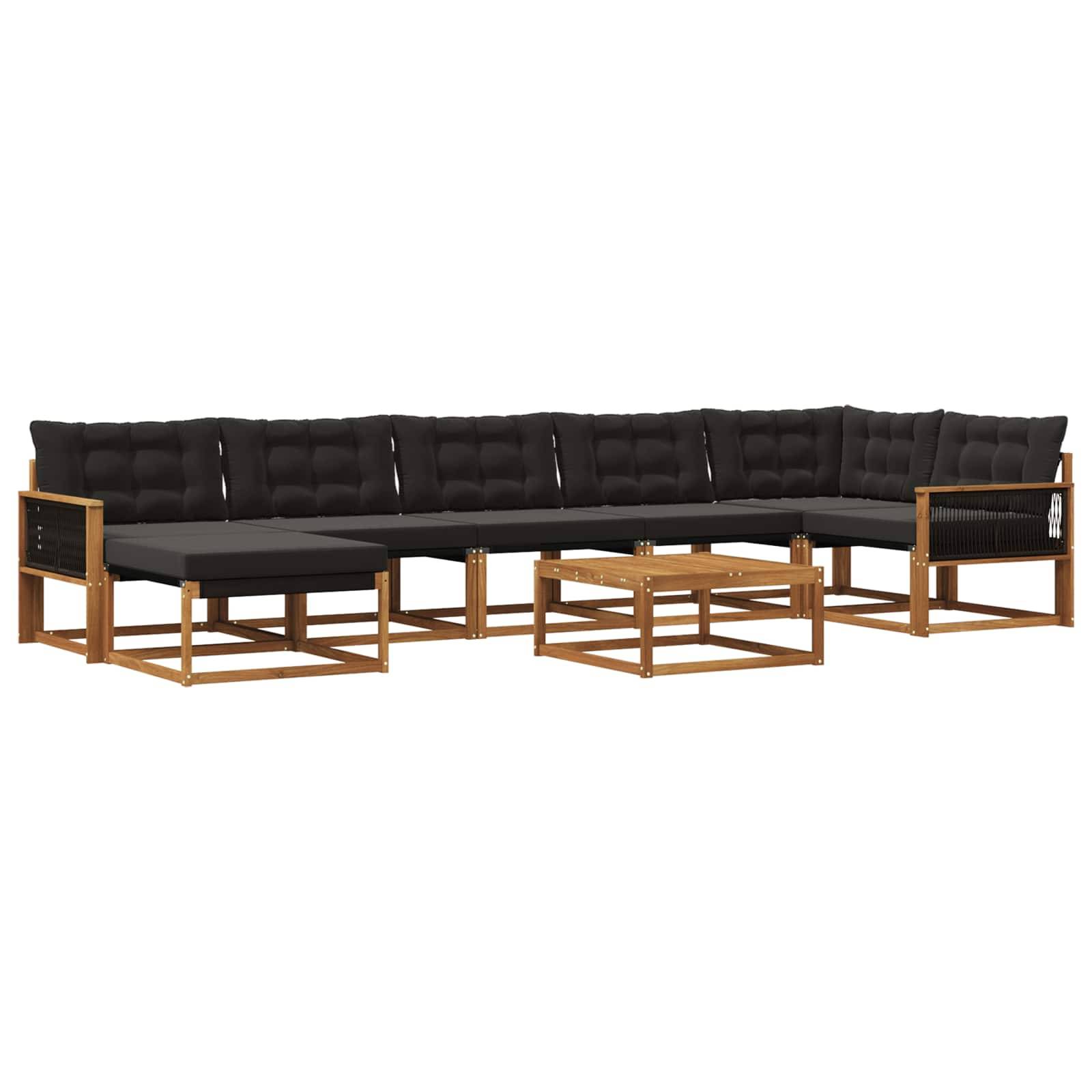 vidaXL Outdoor-Sofagarnitur mit Kissen 8 pcs Natürlich und Schwarz