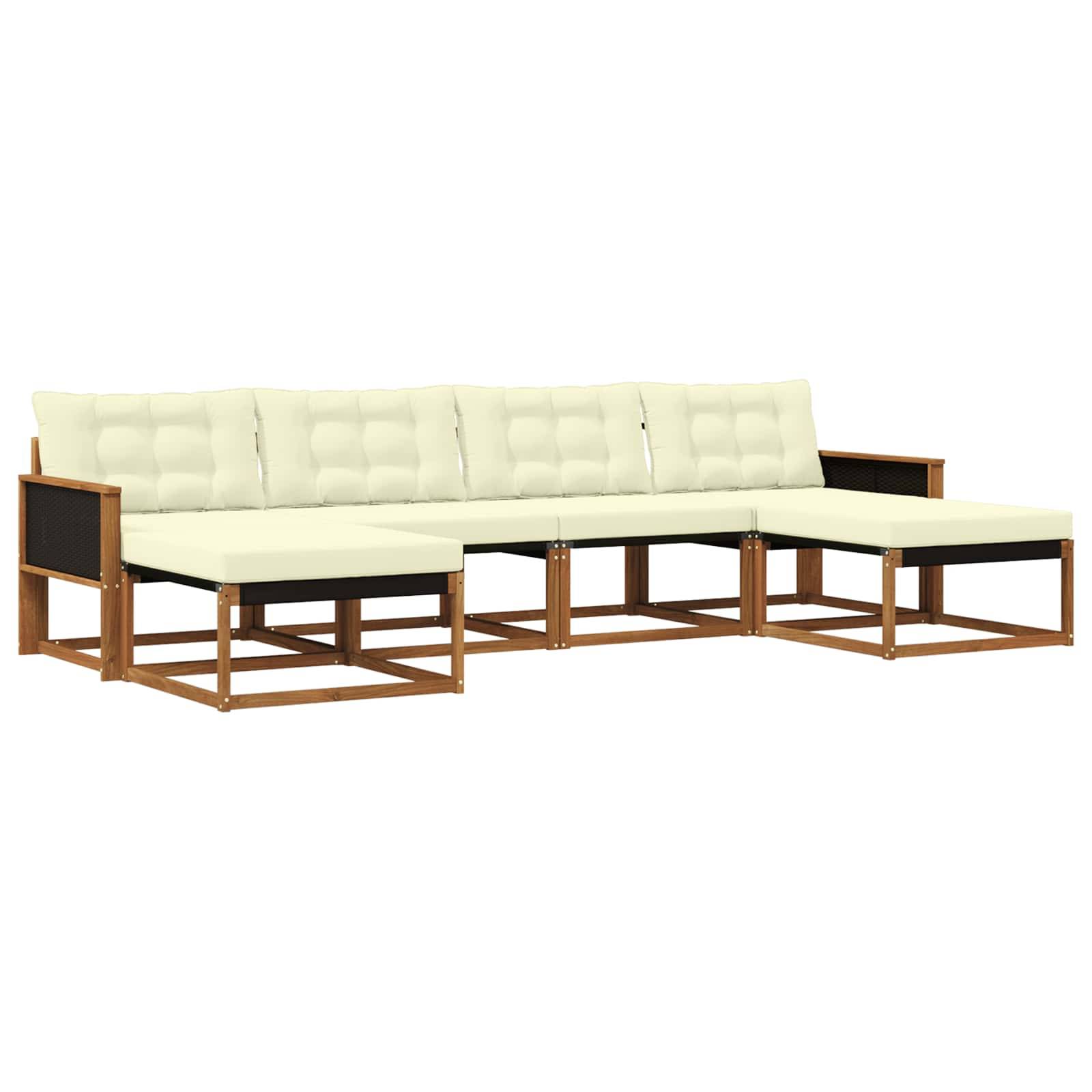 vidaXL Outdoor-Sofagarnitur mit Kissen 6 pcs Natur und Creme