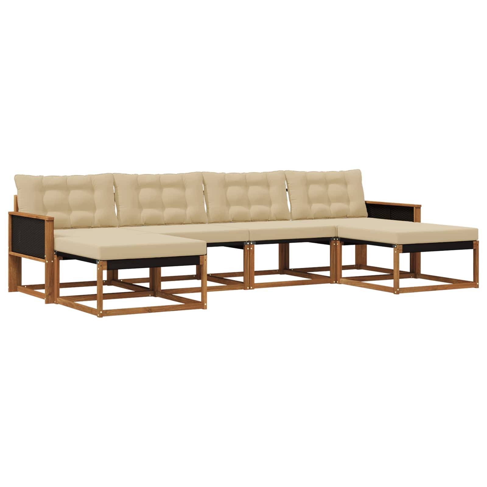 vidaXL Outdoor-Sofagarnitur mit Kissen 6 pcs Natur und Beige