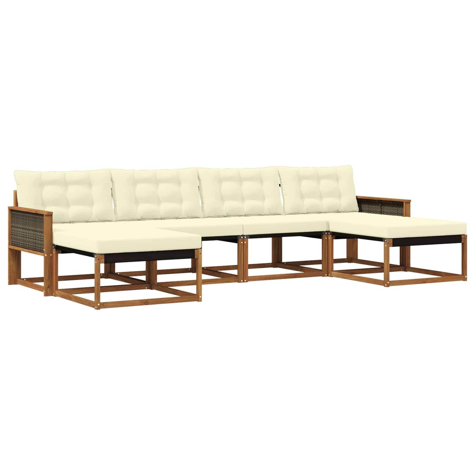 vidaXL Outdoor-Sofagarnitur mit Kissen 6 pcs Natur und Creme