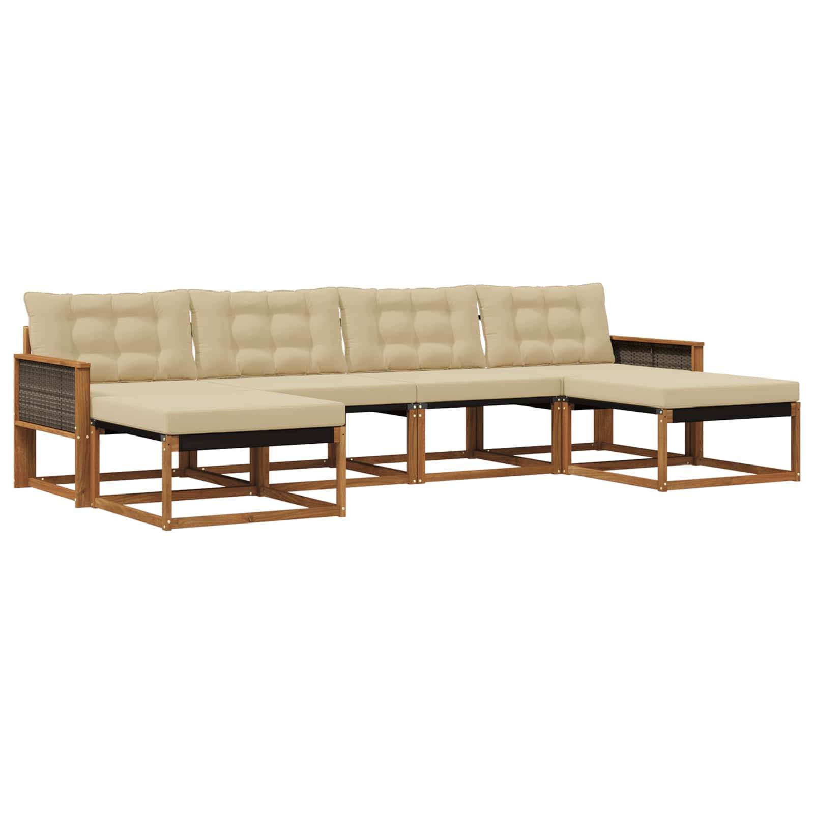 vidaXL Outdoor-Sofagarnitur mit Kissen 6 pcs Natur und Beige