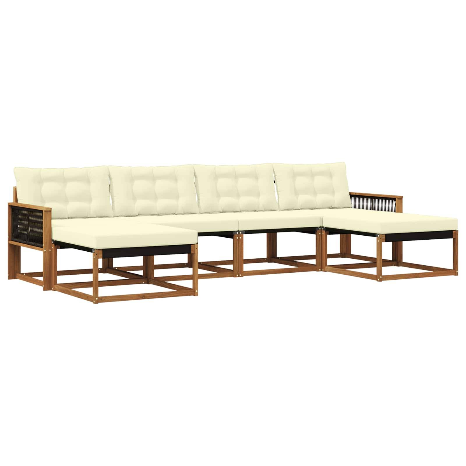 vidaXL Outdoor-Sofagarnitur mit Kissen 6 pcs Natur und Creme