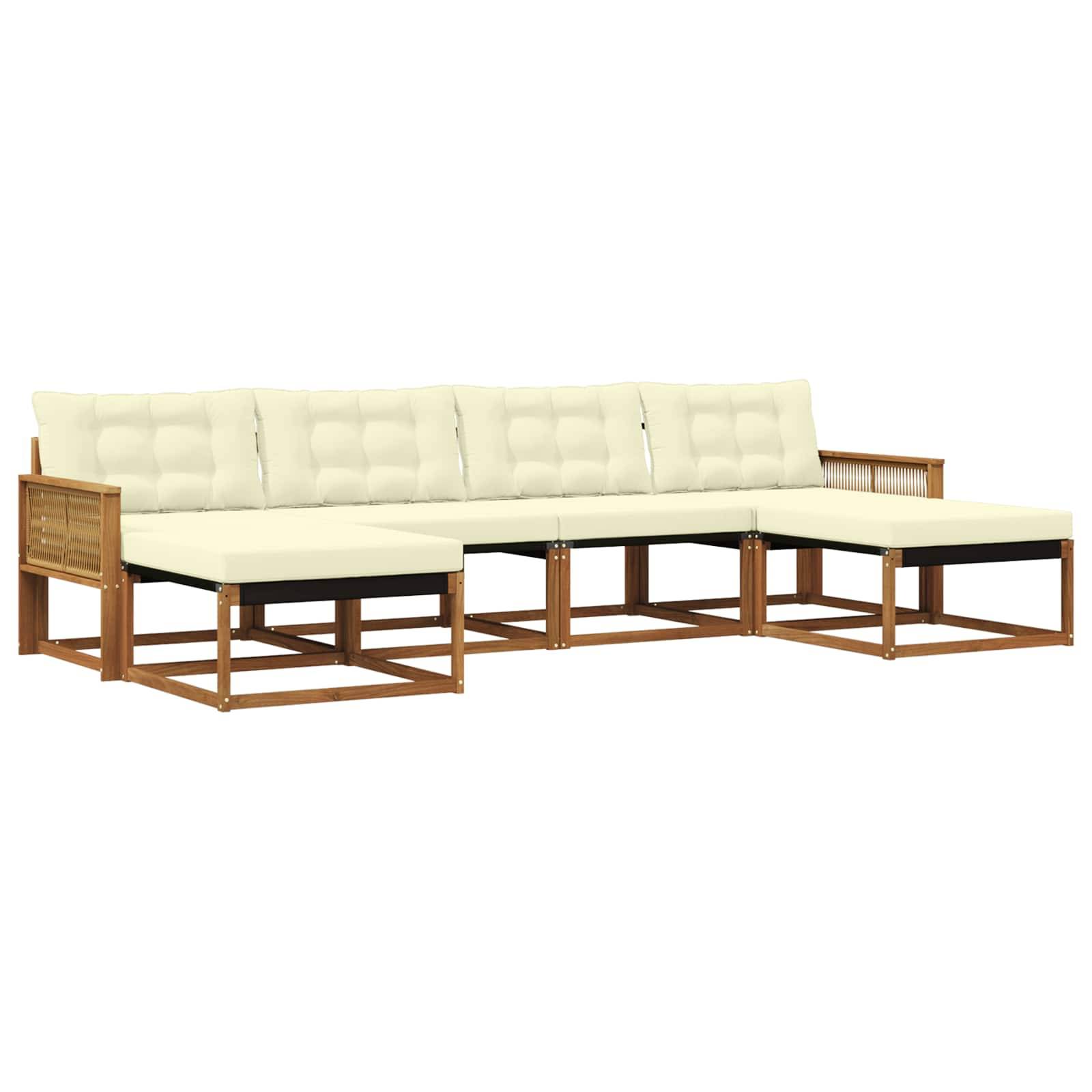vidaXL Outdoor-Sofagarnitur mit Kissen 6 pcs Natur und Creme