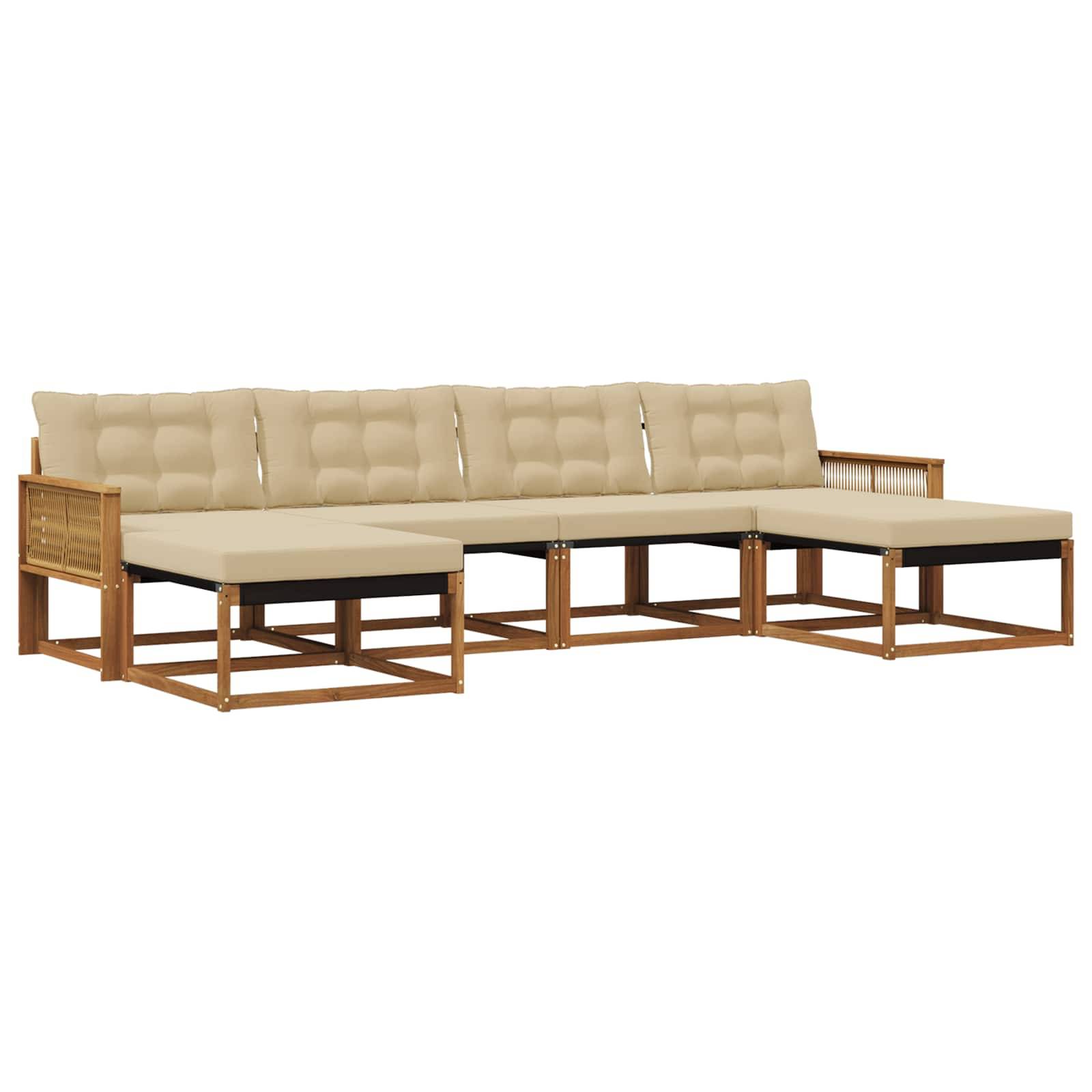 vidaXL Outdoor-Sofagarnitur mit Kissen 6 pcs Natur und Beige