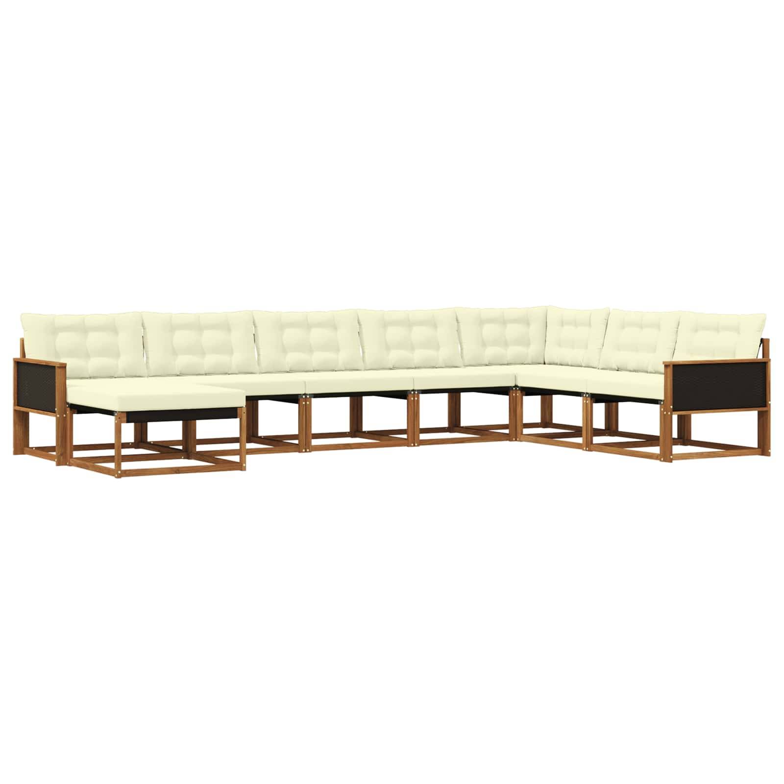 vidaXL Outdoor-Sofagarnitur mit Kissen 8 pcs Natur und Creme
