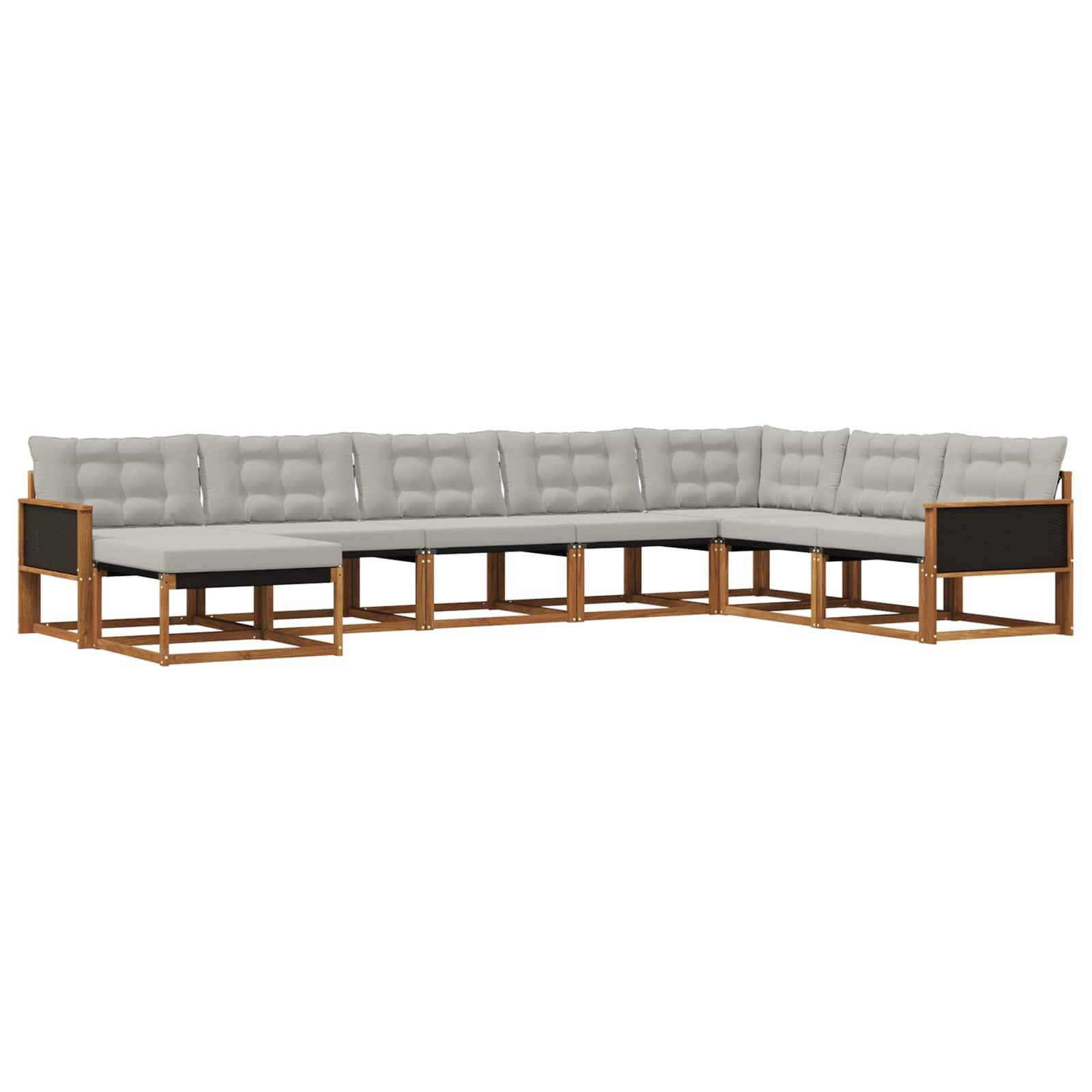 vidaXL Outdoor-Sofagarnitur mit Kissen 8 pcs Natürlich und Hellgrau