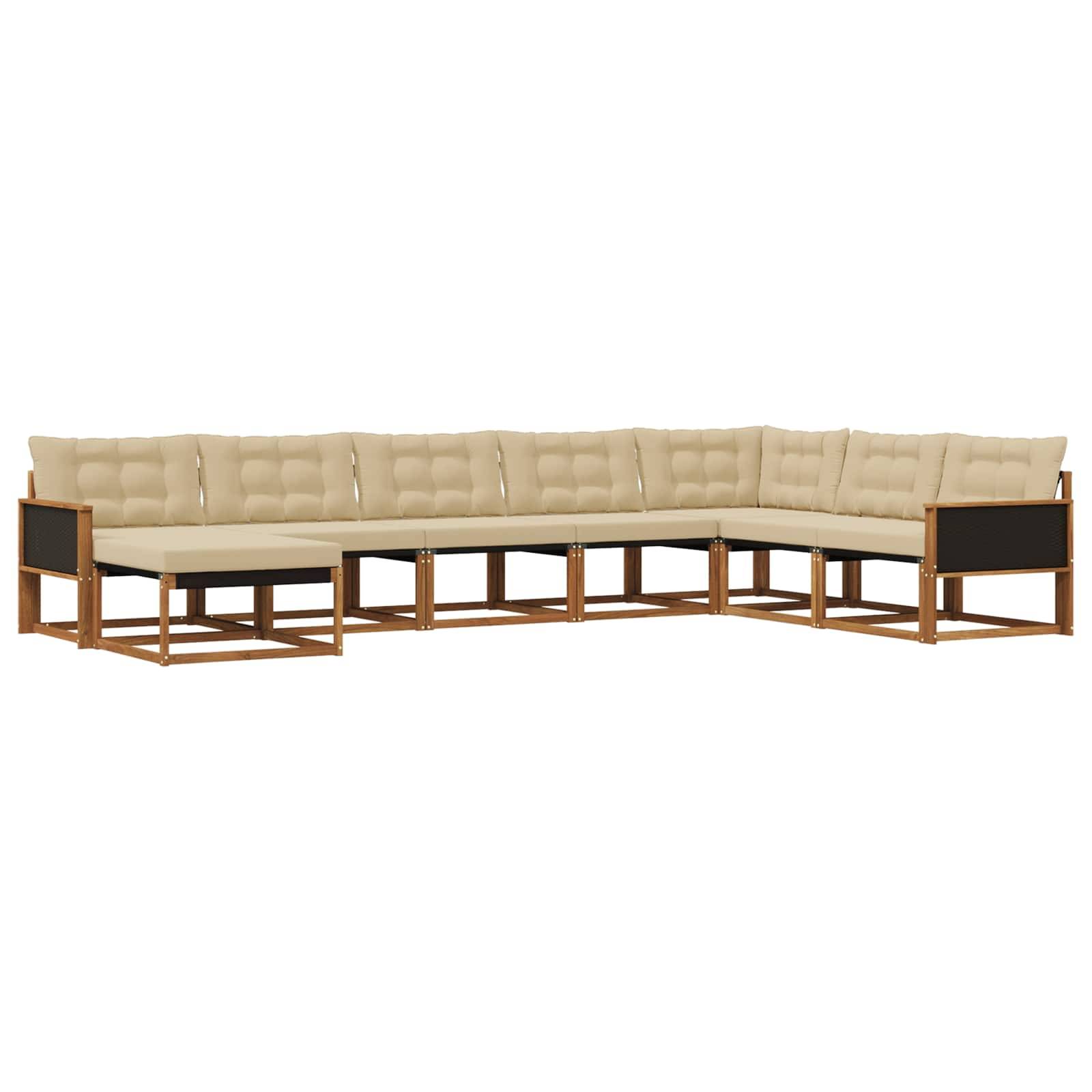 vidaXL Outdoor-Sofagarnitur mit Kissen 8 pcs Natur und Beige