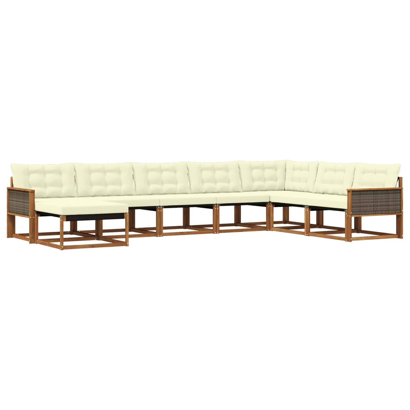 vidaXL Outdoor-Sofagarnitur mit Kissen 8 pcs Natur und Creme