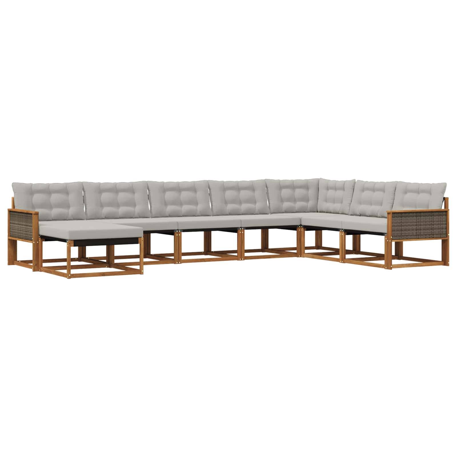 vidaXL Outdoor-Sofagarnitur mit Kissen 8 pcs Natürlich und Hellgrau