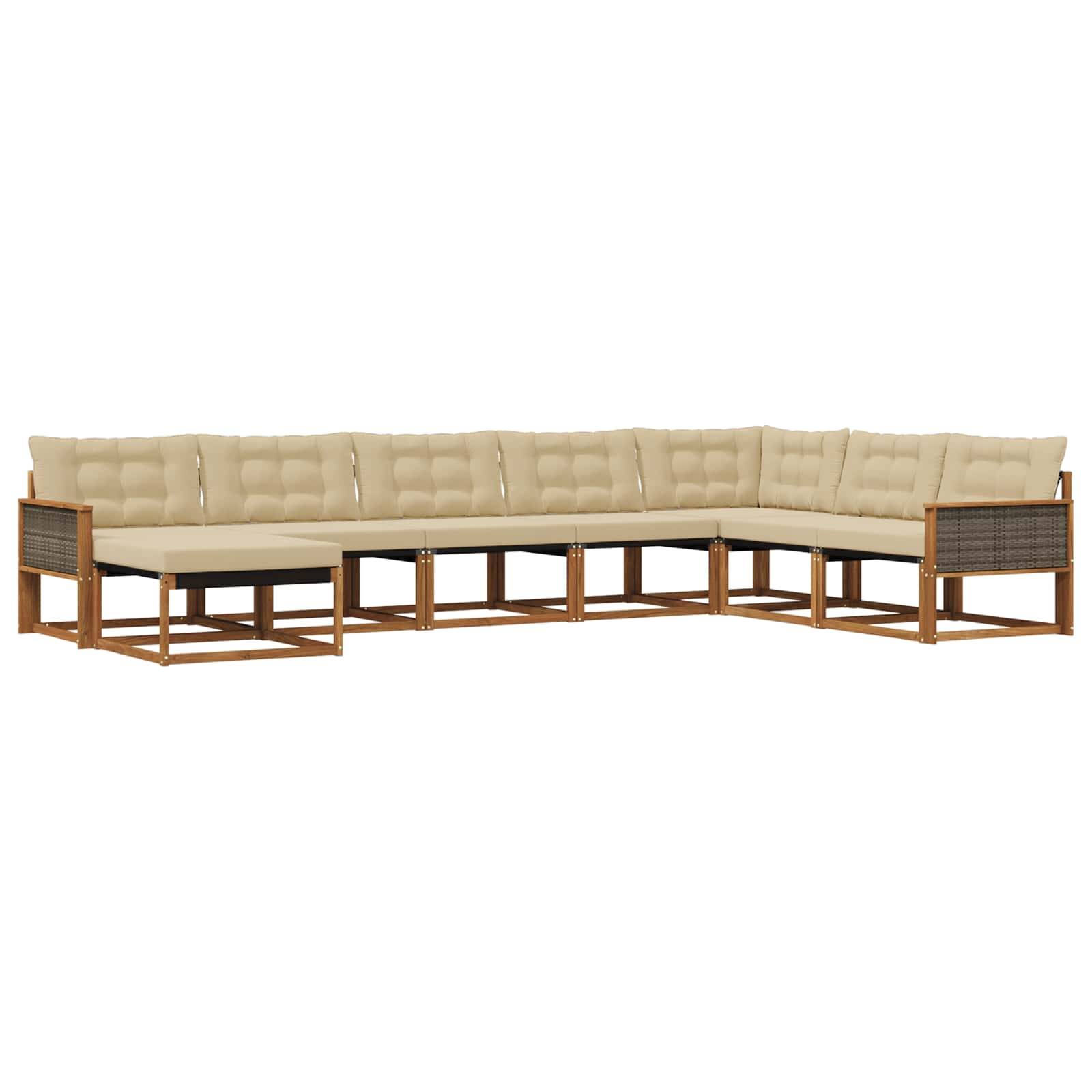 vidaXL Outdoor-Sofagarnitur mit Kissen 8 pcs Natur und Beige
