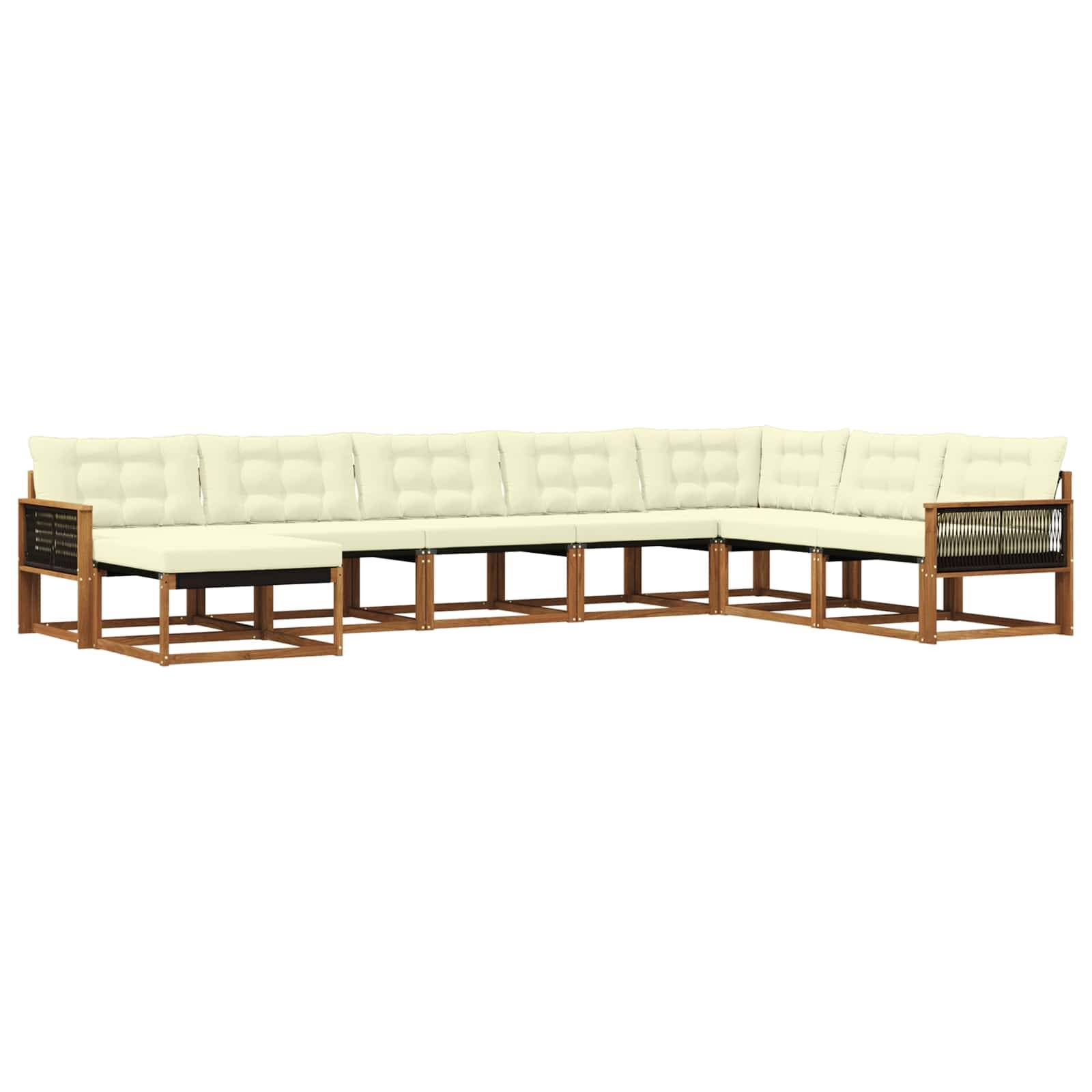 vidaXL Outdoor-Sofagarnitur mit Kissen 8 pcs Natur und Creme