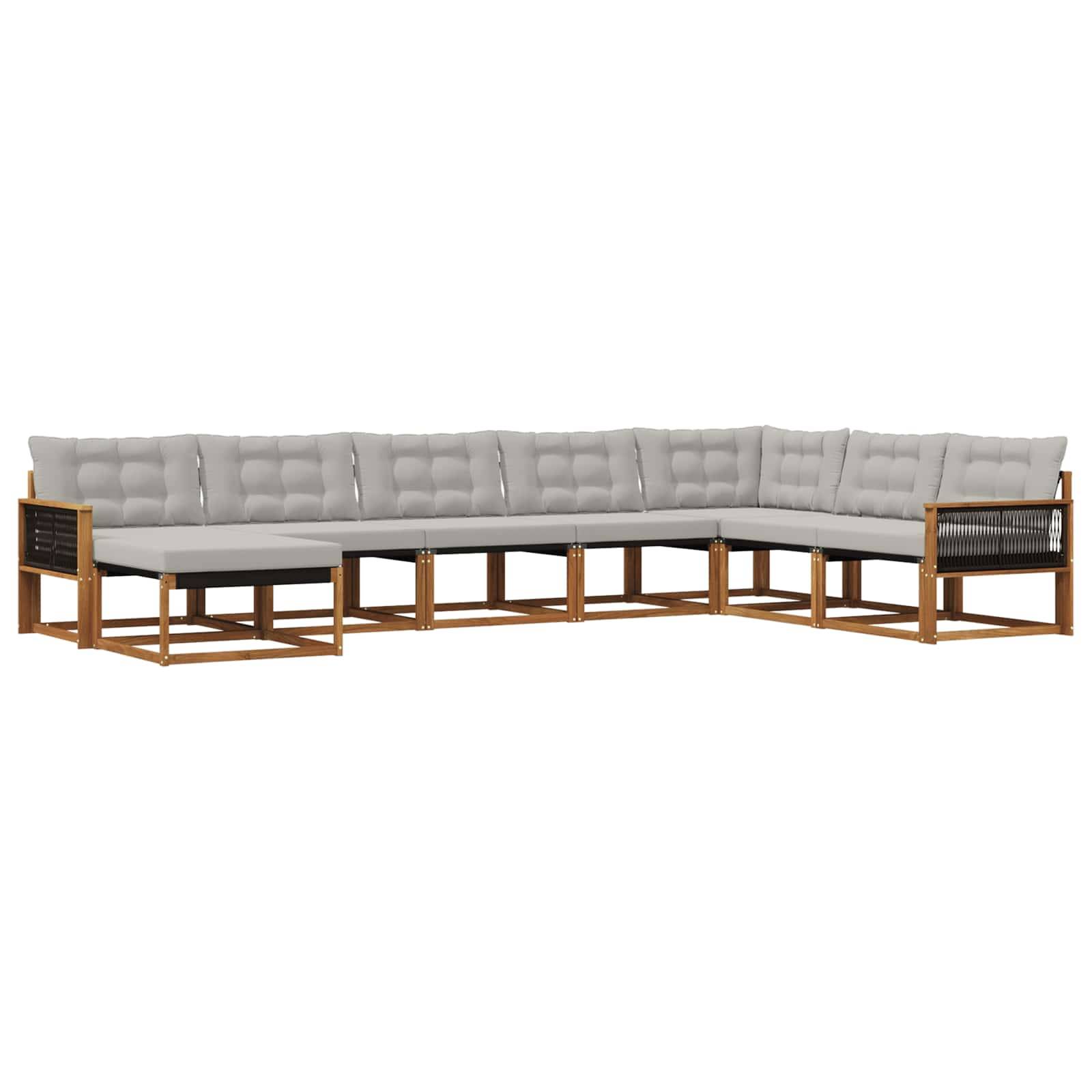 vidaXL Outdoor-Sofagarnitur mit Kissen 8 pcs Natürlich und Hellgrau