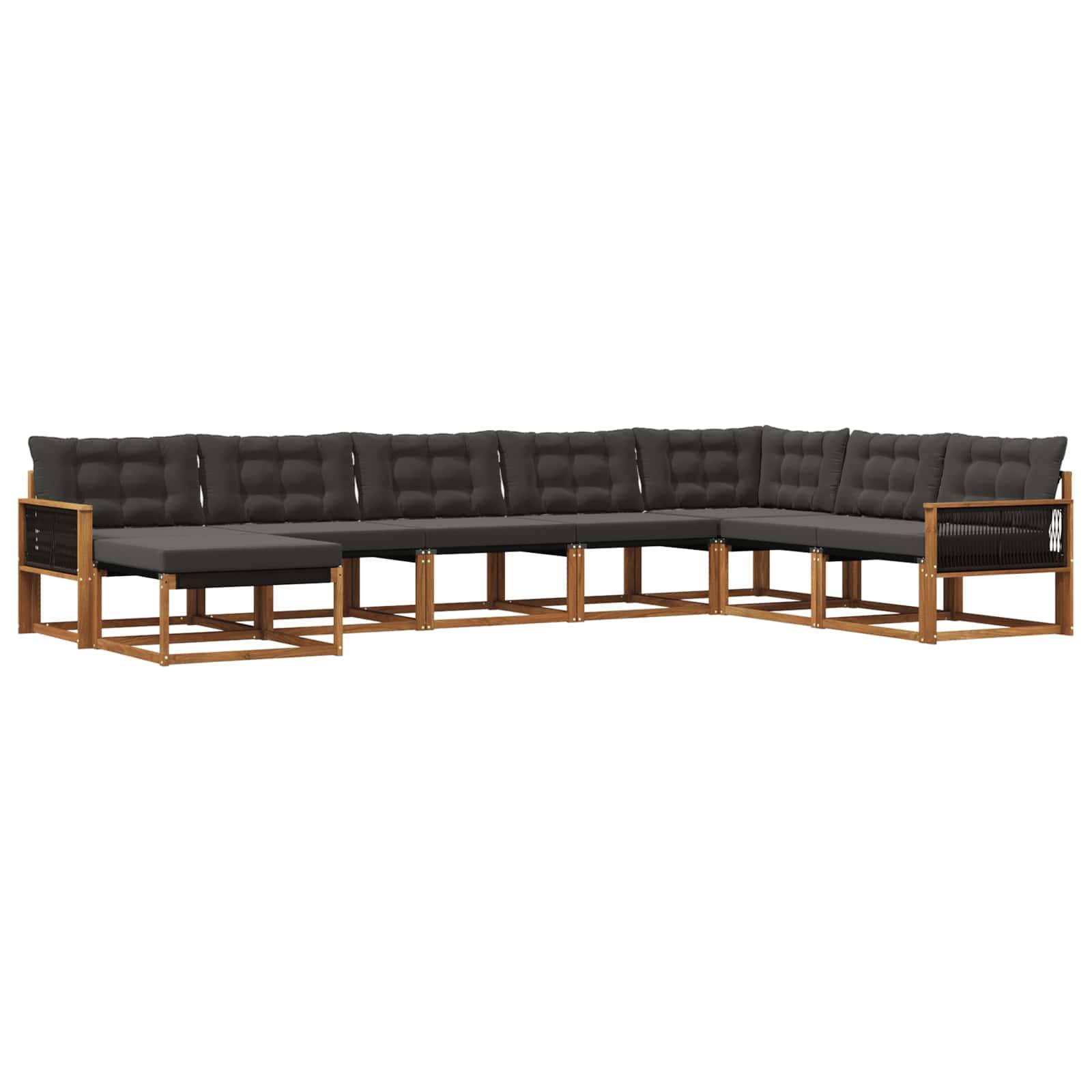 vidaXL Outdoor-Sofagarnitur mit Kissen 8 pcs Natürlich und Schwarz