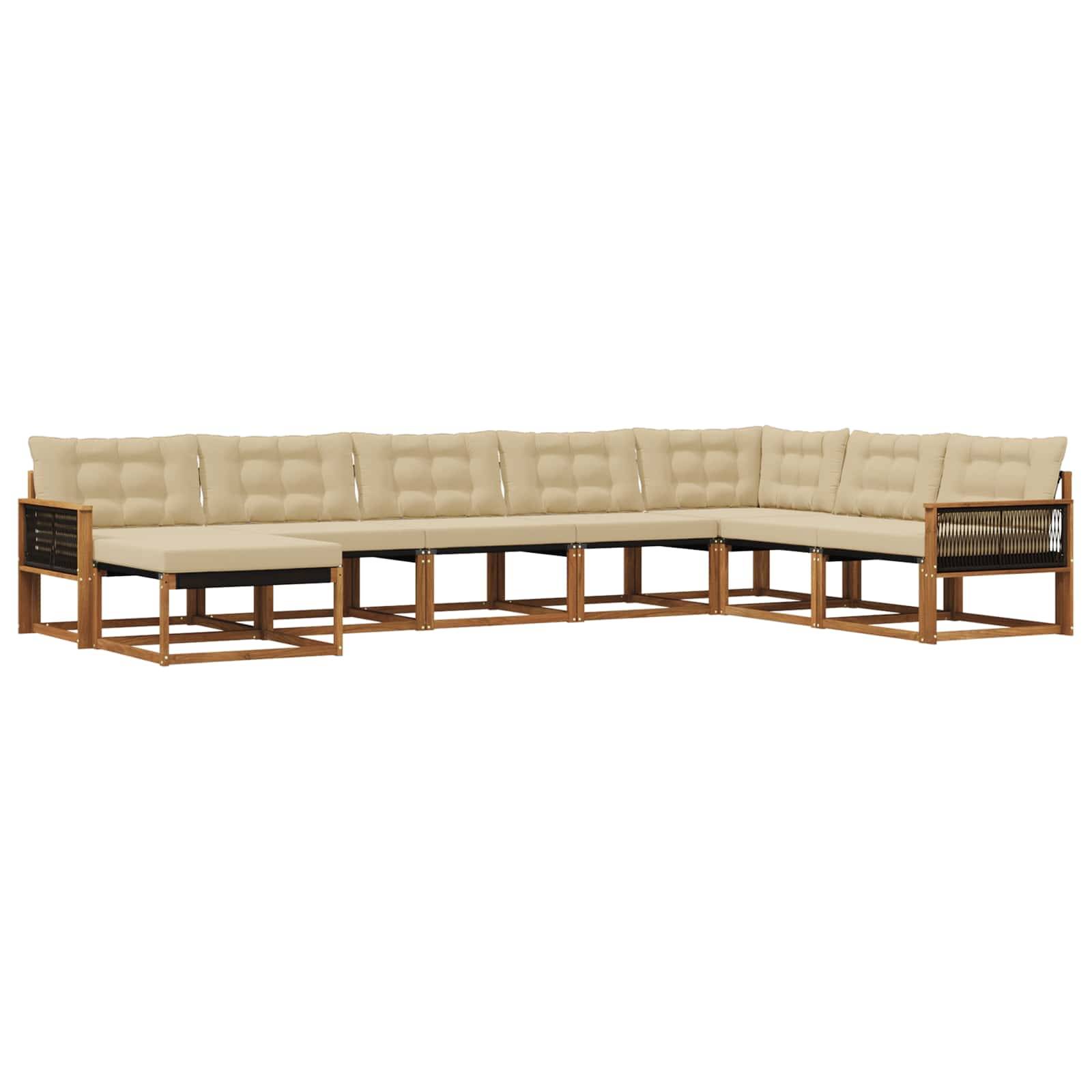 vidaXL Outdoor-Sofagarnitur mit Kissen 8 pcs Natur und Beige