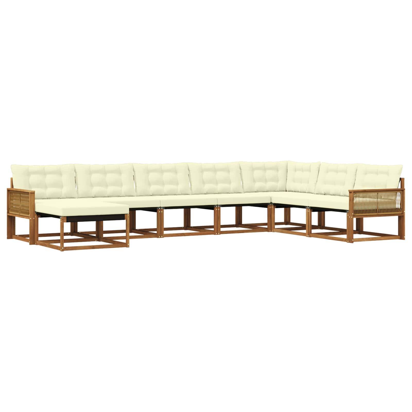 vidaXL Outdoor-Sofagarnitur mit Kissen 8 pcs Natur und Creme