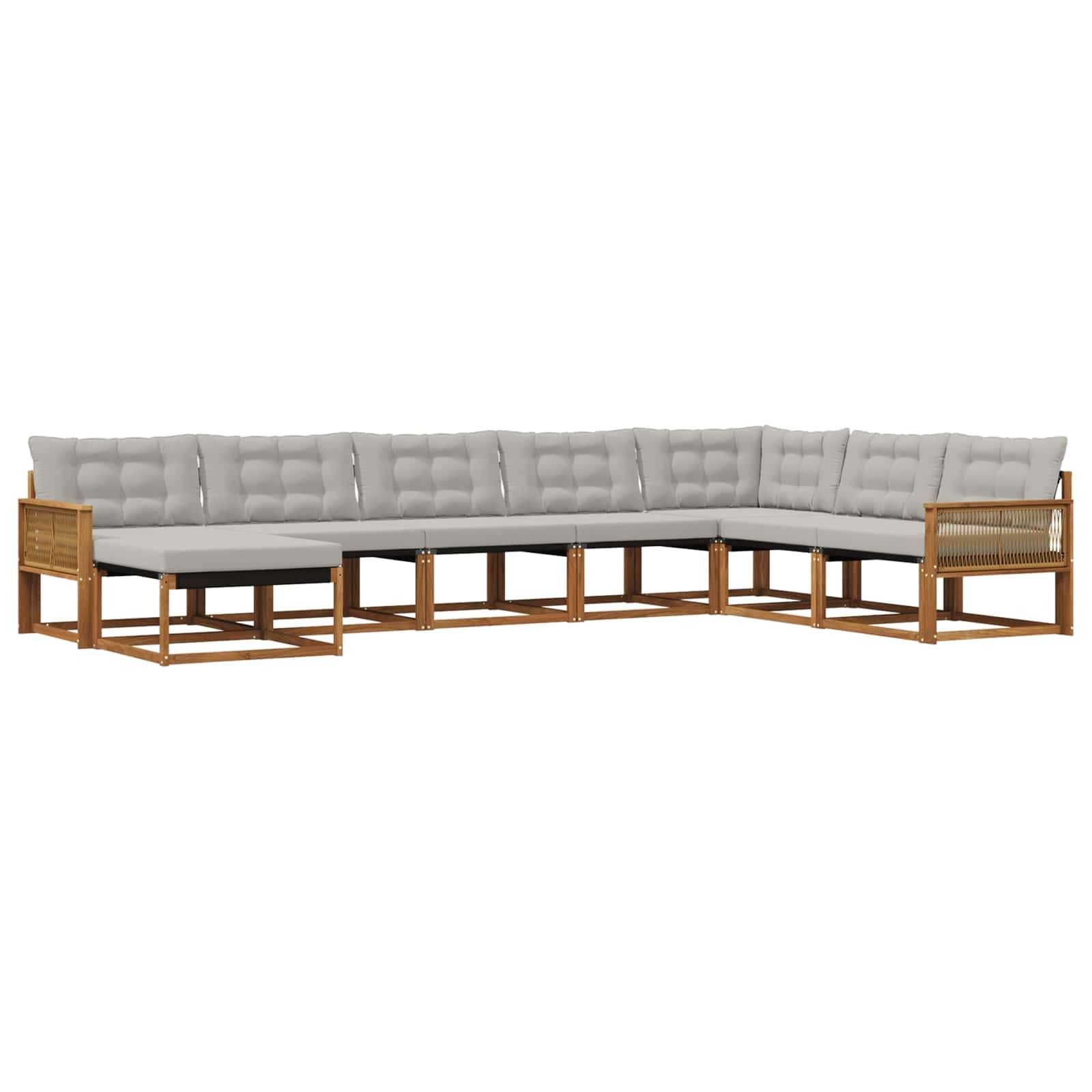 vidaXL Outdoor-Sofagarnitur mit Kissen 8 pcs Natürlich und Hellgrau
