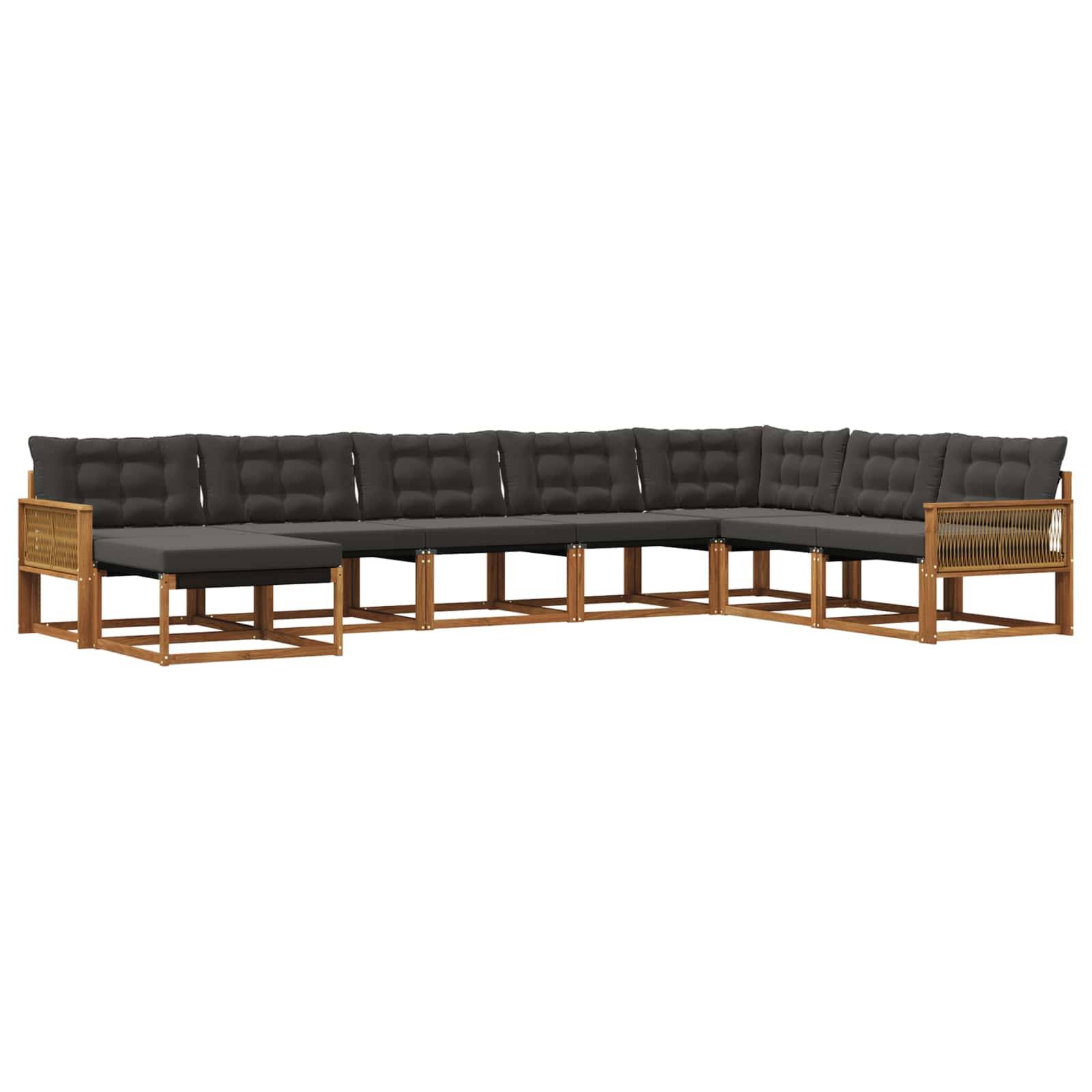 vidaXL Outdoor-Sofagarnitur mit Kissen 8 pcs Natürlich und Schwarz