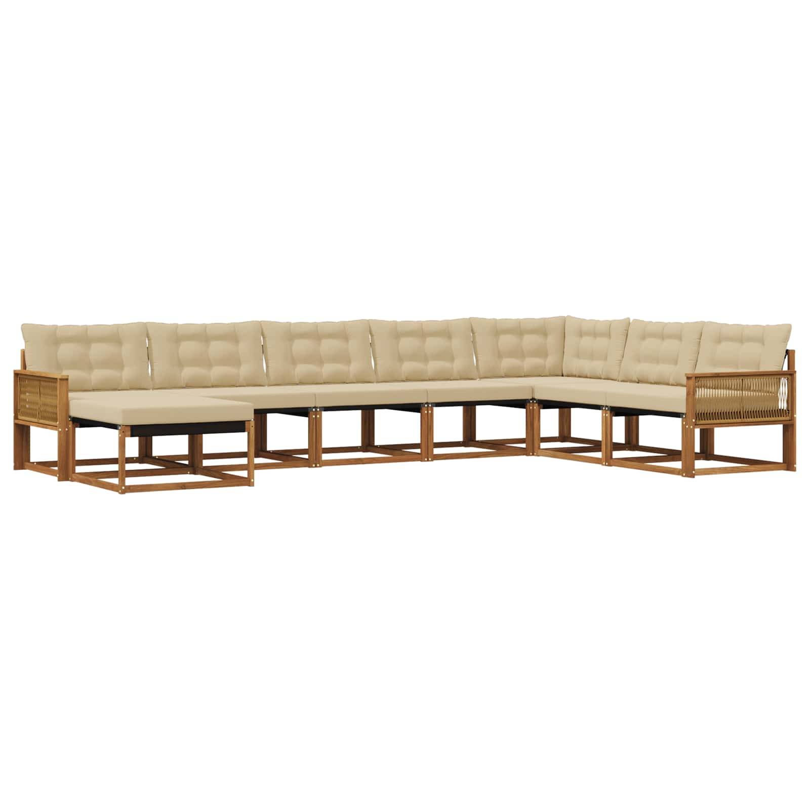 vidaXL Outdoor-Sofagarnitur mit Kissen 8 pcs Natur und Beige