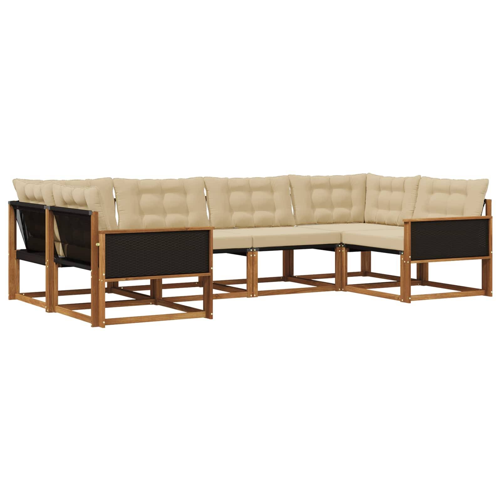 vidaXL Outdoor-Sofagarnitur mit Kissen 6 pcs Natur und Beige