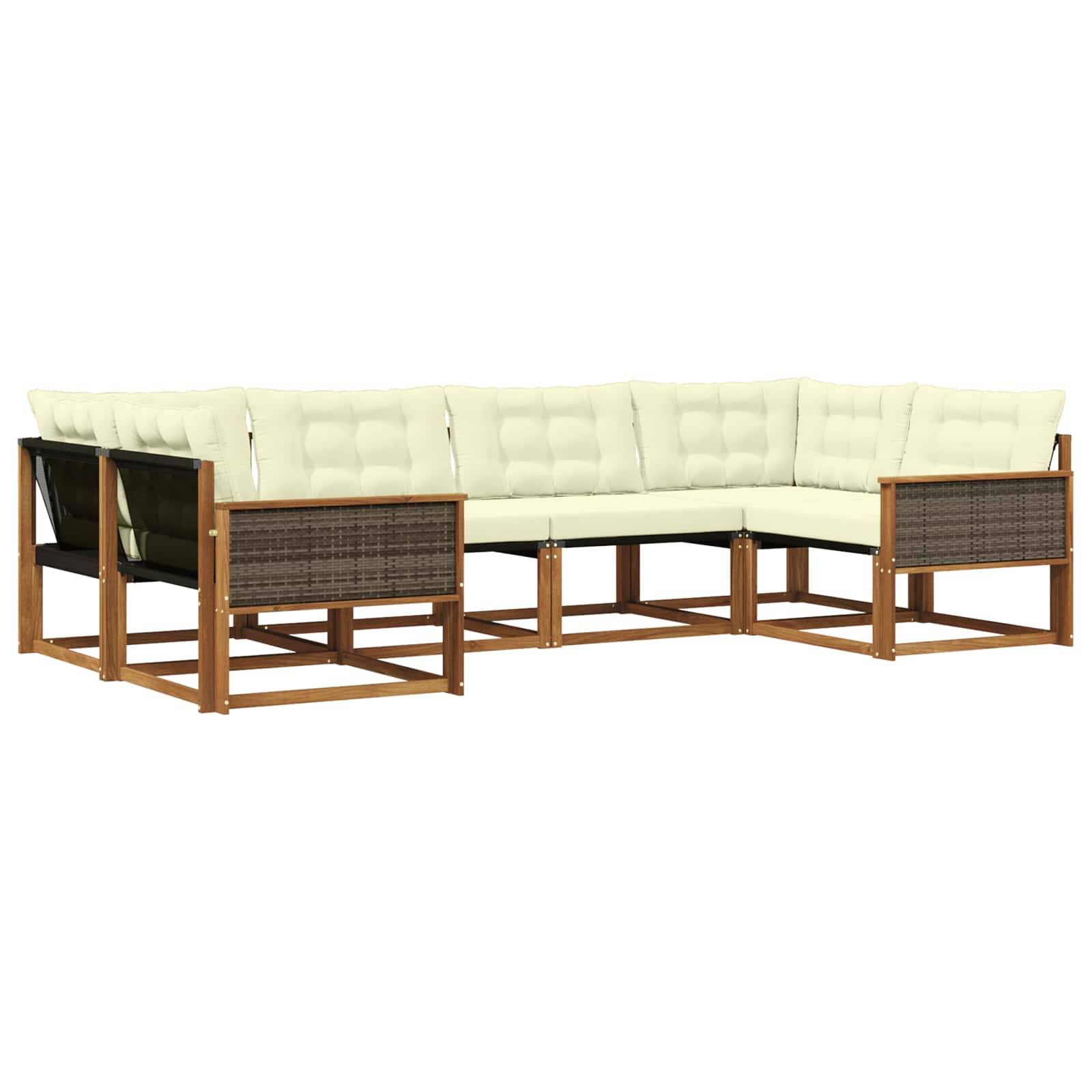 vidaXL Outdoor-Sofagarnitur mit Kissen 6 pcs Natur und Creme