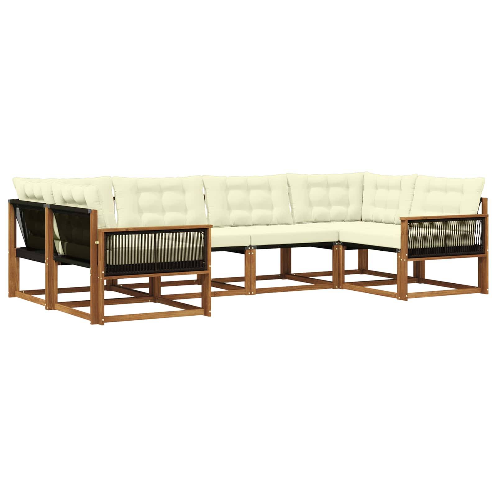 vidaXL Outdoor-Sofagarnitur mit Kissen 6 pcs Natur und Creme