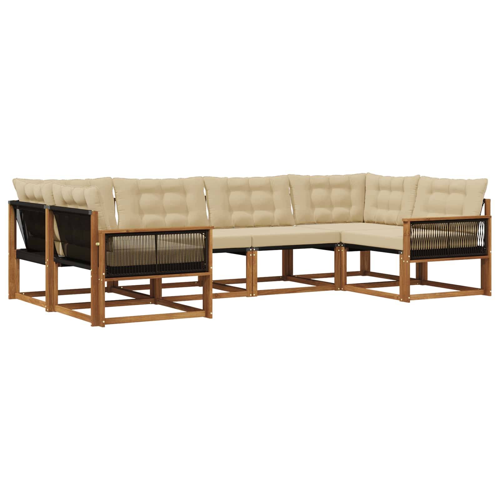 vidaXL Outdoor-Sofagarnitur mit Kissen 6 pcs Natur und Beige